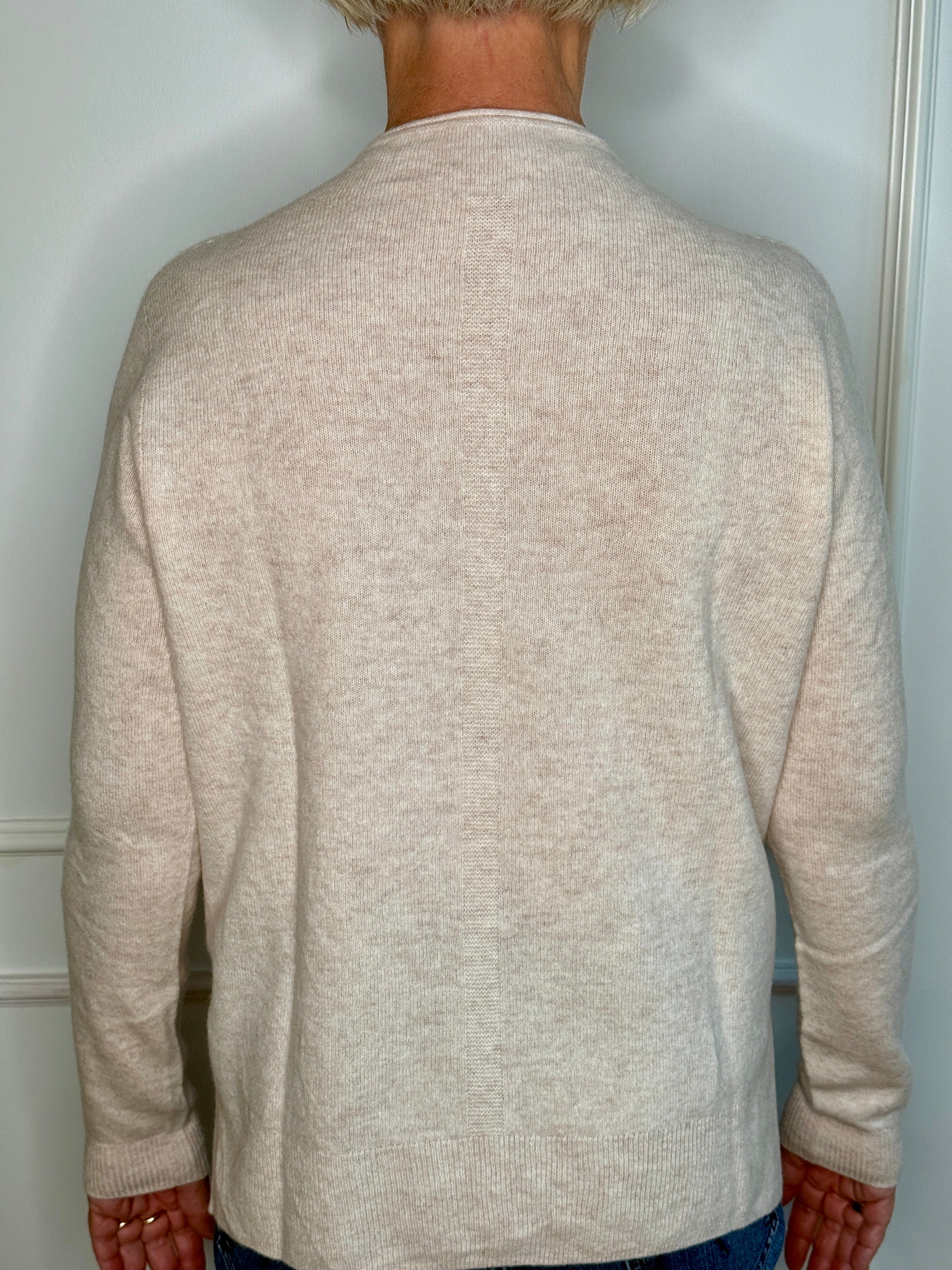 Cardigan beige i 10% cashmere str.38/40 Uldplaiden.dk