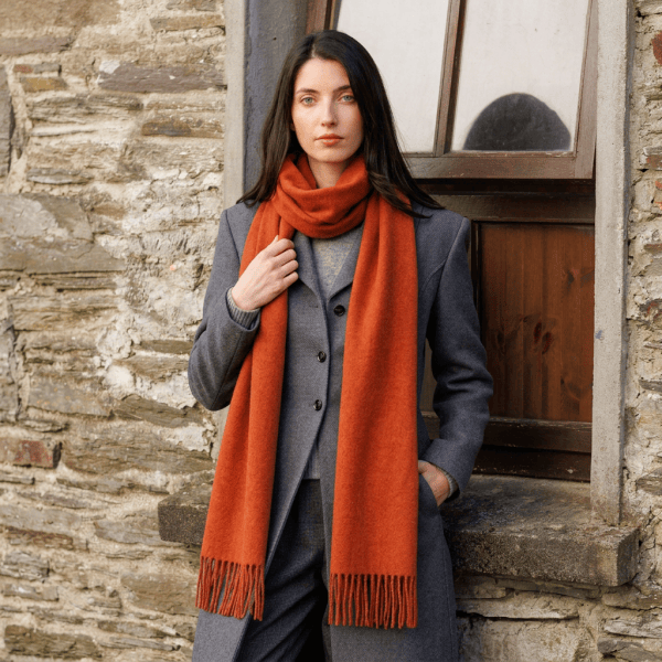 Halstørklæder i 100% irsk cashmere - Orange Uldplaiden.dk