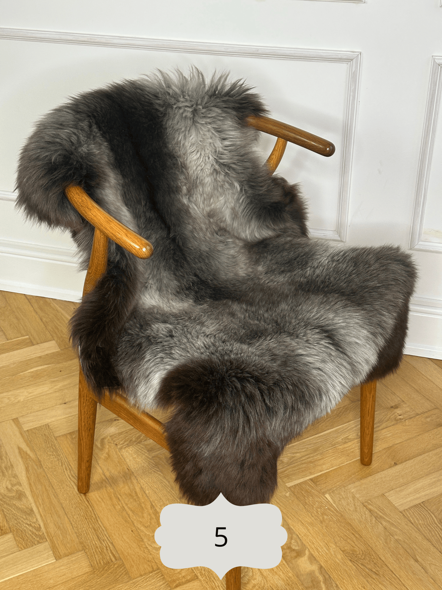 Korthåret lammeskind - Grå/brun melange Uldplaiden.dk