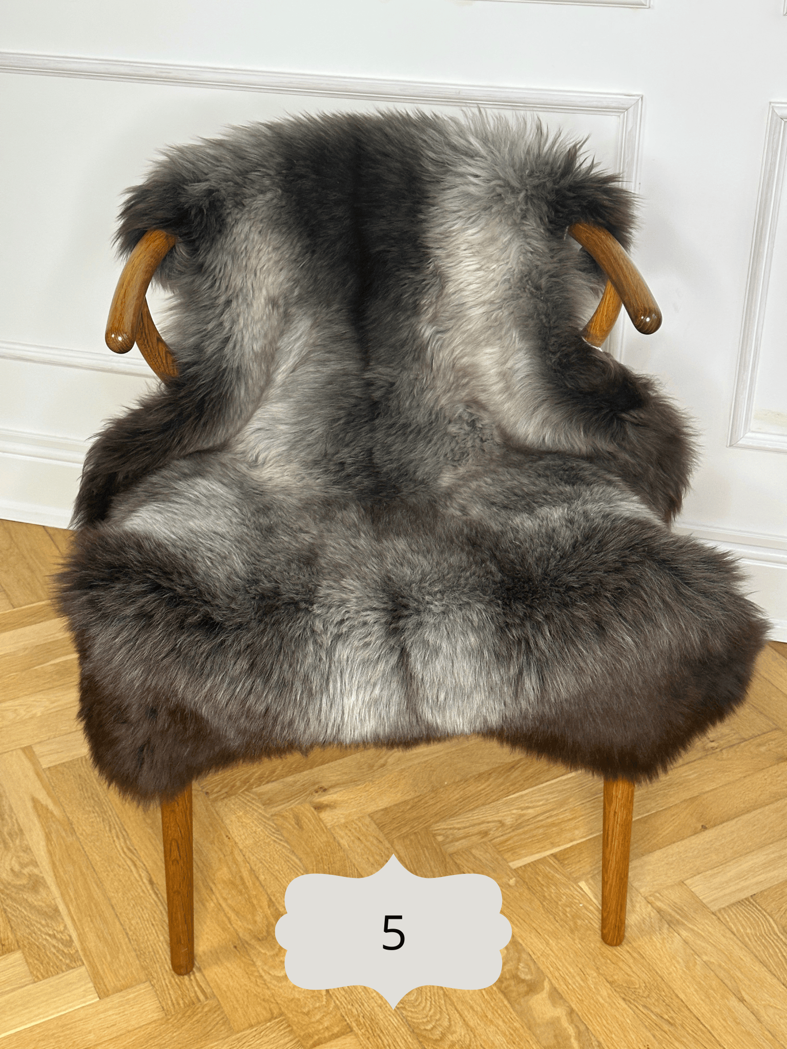 Korthåret lammeskind - Grå/brun melange Uldplaiden.dk