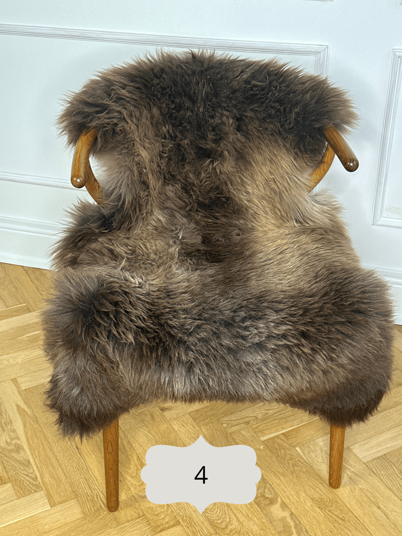 Korthåret lammeskind - Grå/brun melange Uldplaiden.dk