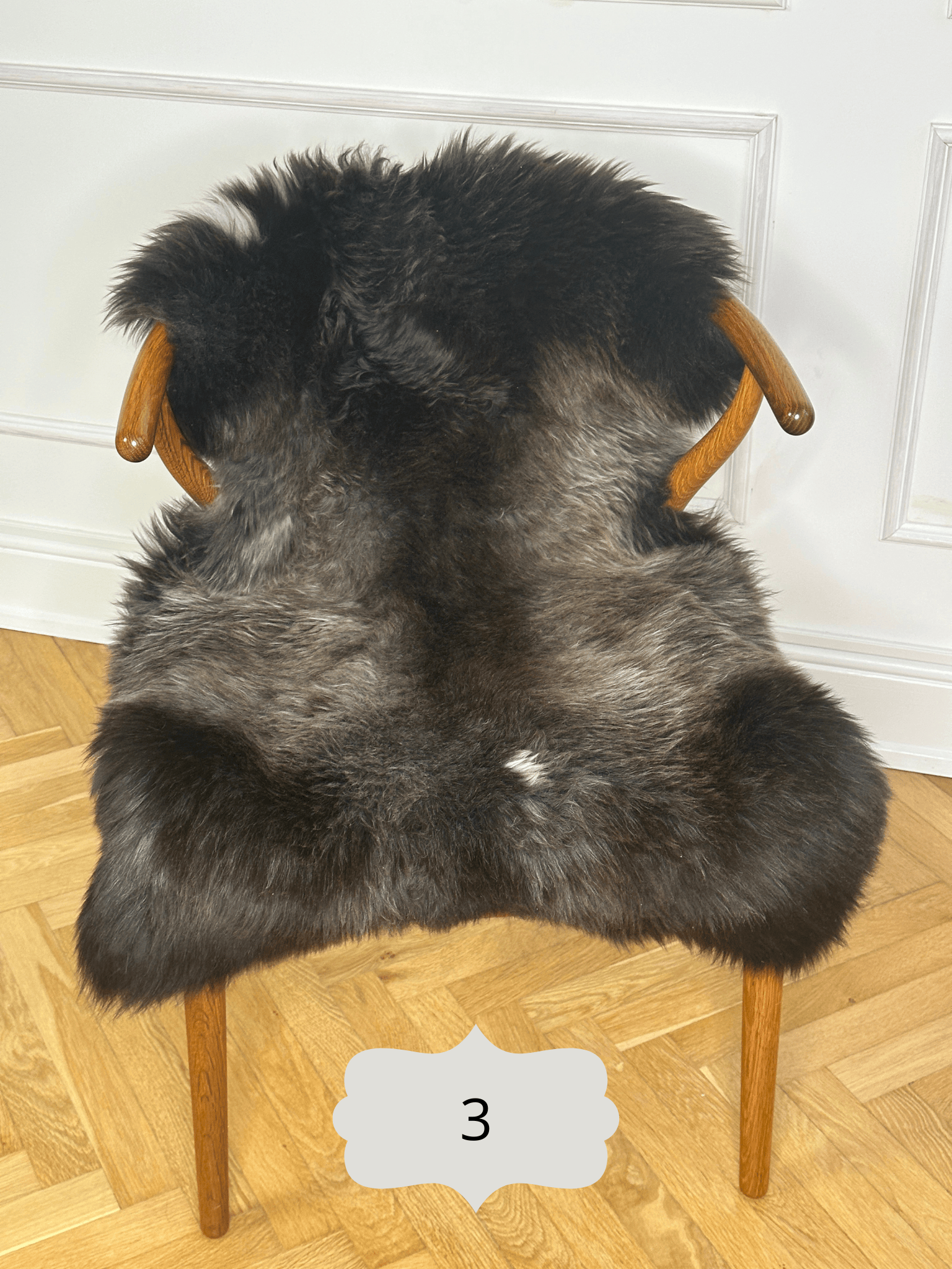 Korthåret lammeskind - Grå/brun melange Uldplaiden.dk