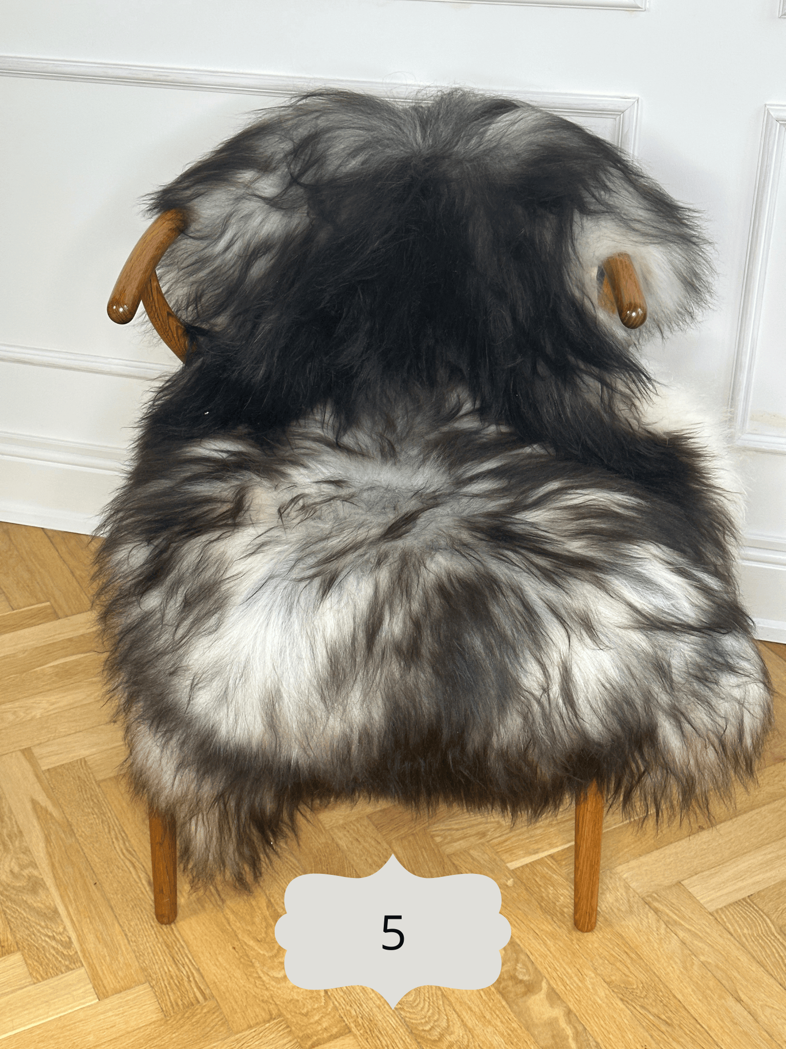 Langhåret lammeskind - Naturlig grå Uldplaiden.dk