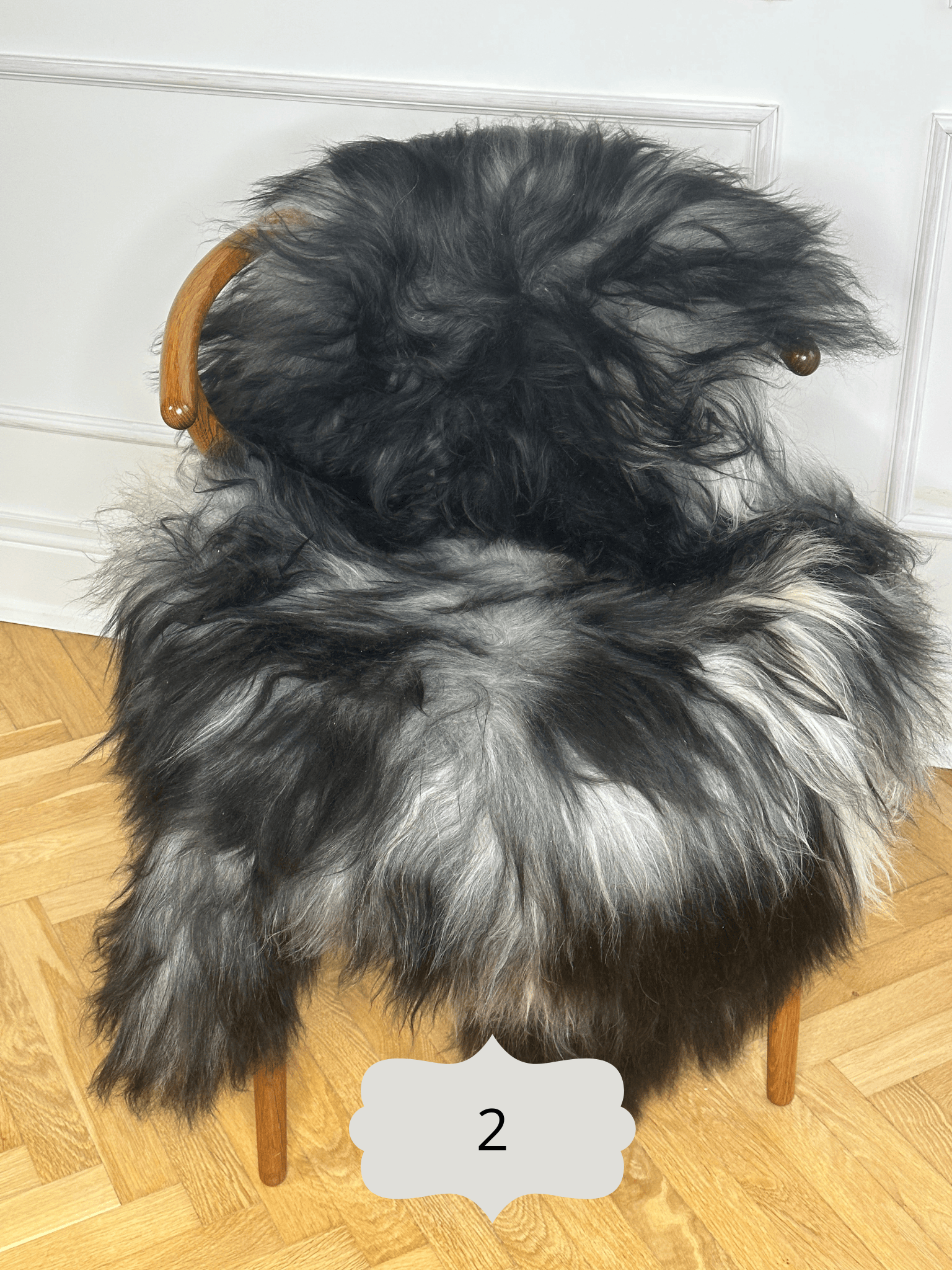 Langhåret lammeskind - Naturlig grå Uldplaiden.dk