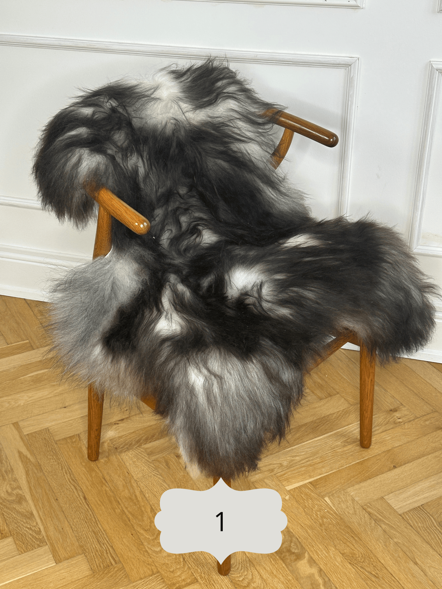 Langhåret lammeskind - Naturlig grå Uldplaiden.dk