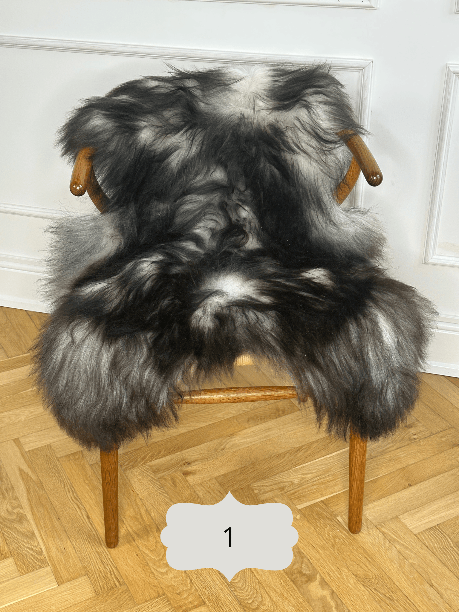 Langhåret lammeskind - Naturlig grå Uldplaiden.dk