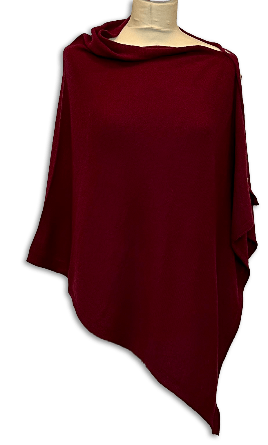 Poncho i 10% Cashmere - Bordeaux Uldplaiden.dk