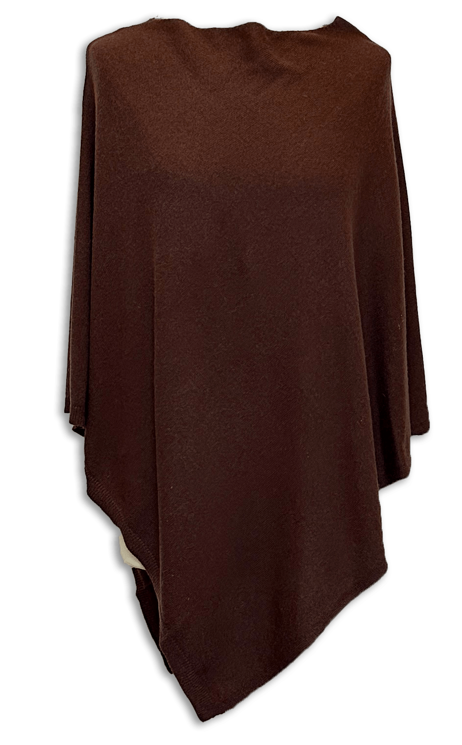 Poncho i 10% Cashmere - Mørkebrun Uldplaiden.dk