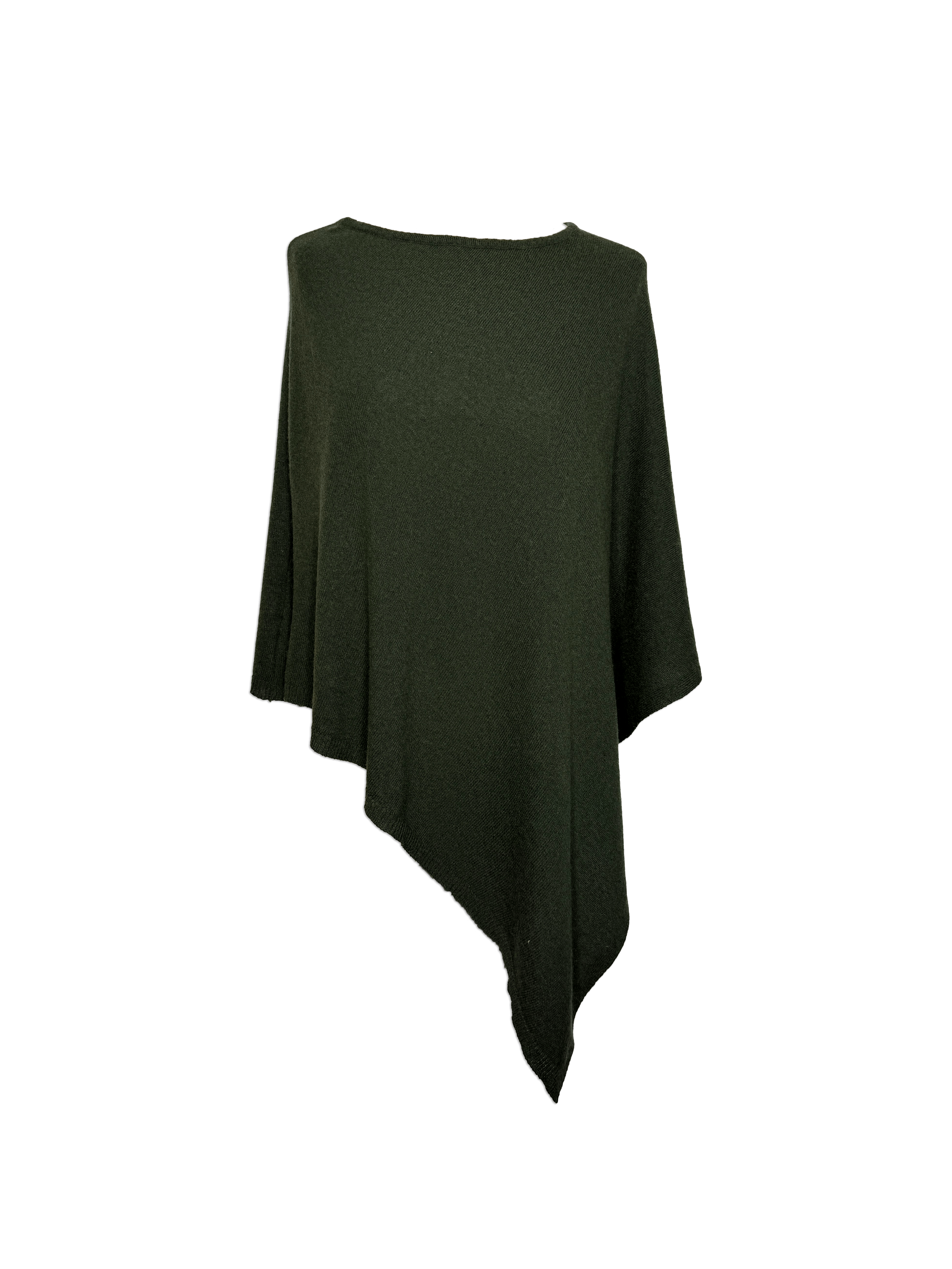 Poncho i 10% cashmere - Mørkegrøn Uldplaiden.dk