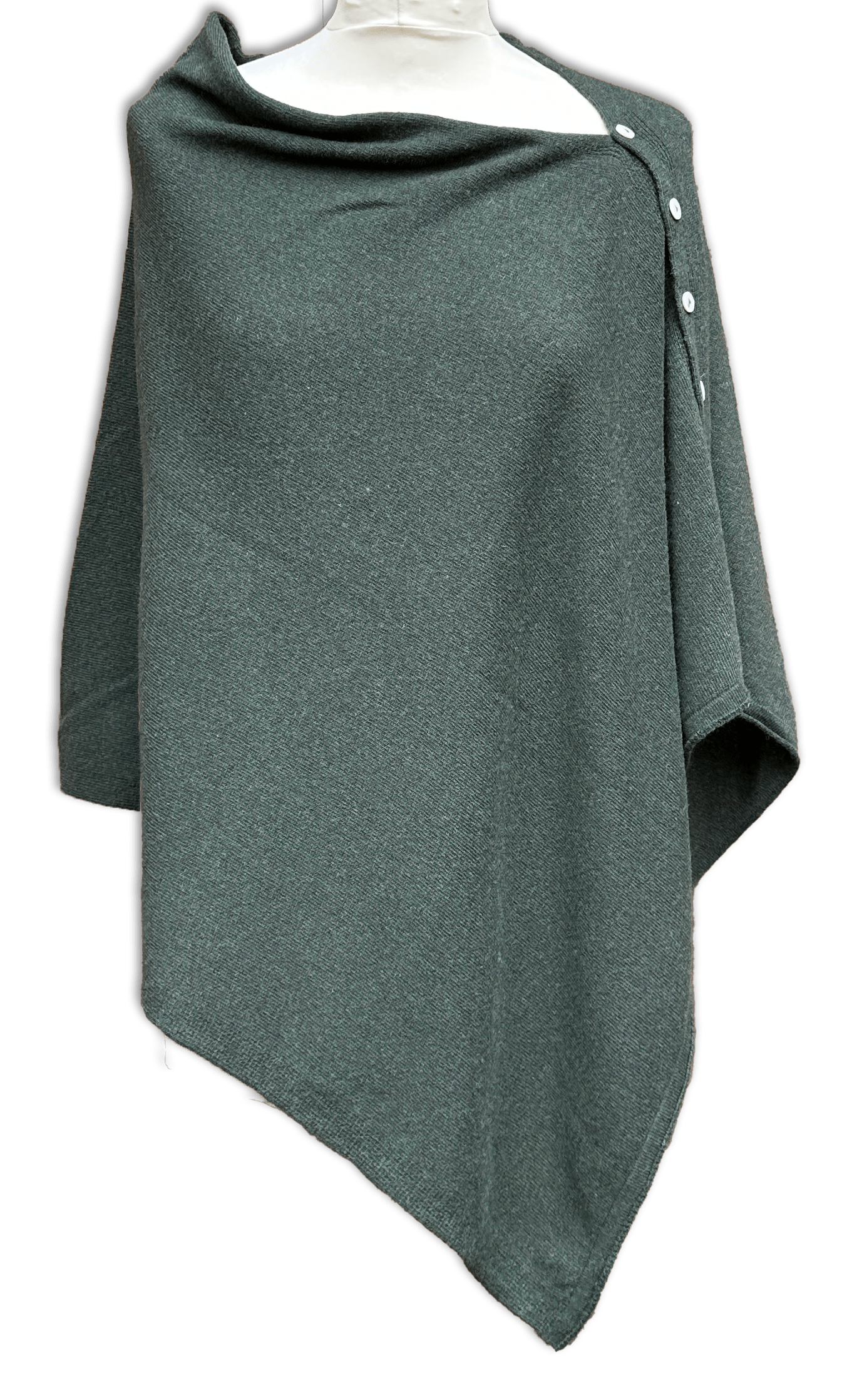 Poncho i 10% Cashmere - Mørkegrøn Uldplaiden.dk