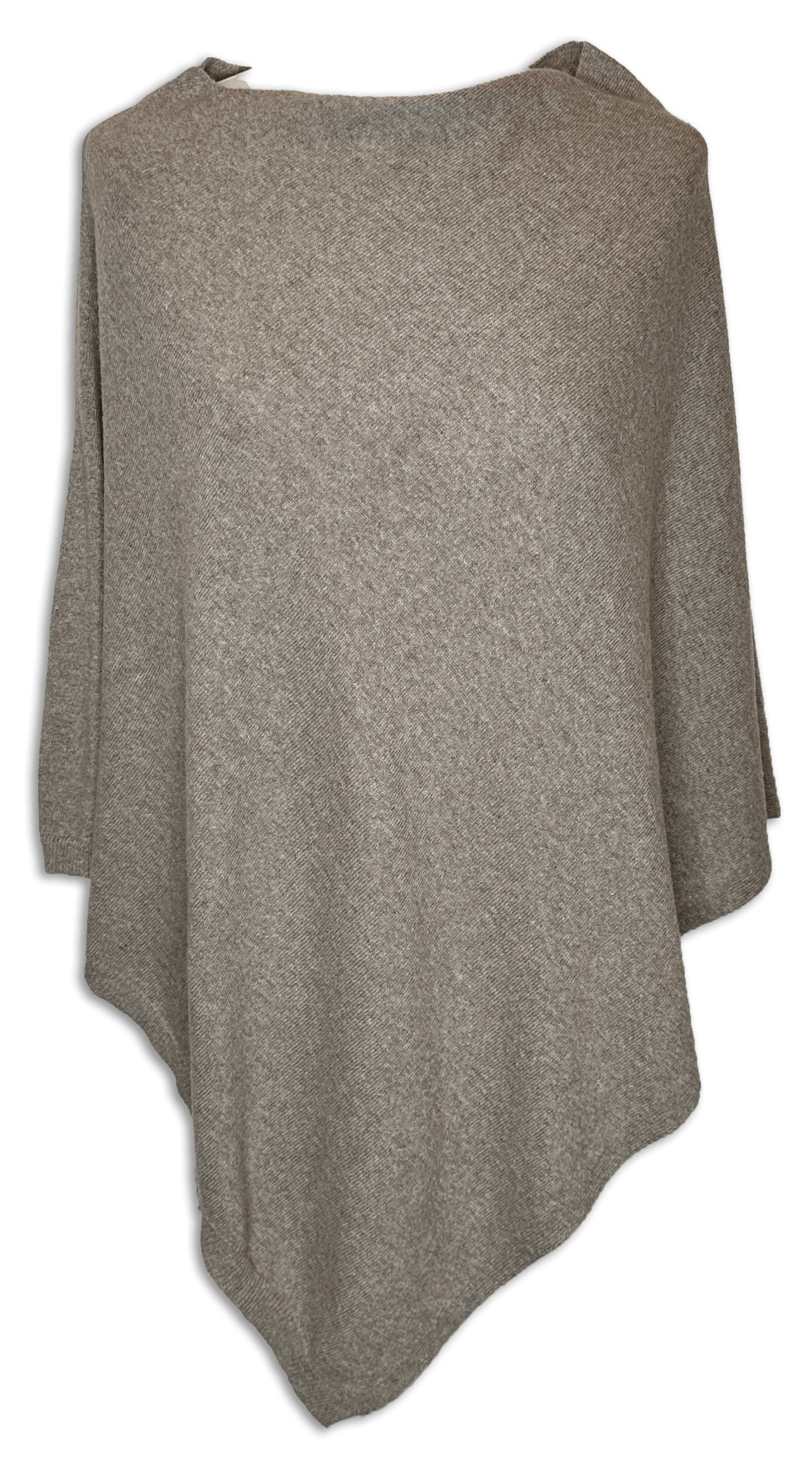 Poncho i 10% Cashmere - Mud brun Uldplaiden.dk