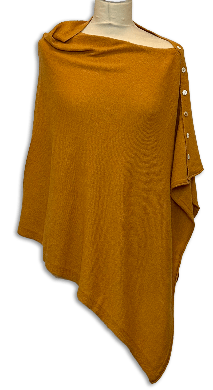 Poncho i 10% Cashmere - Mustard Uldplaiden.dk