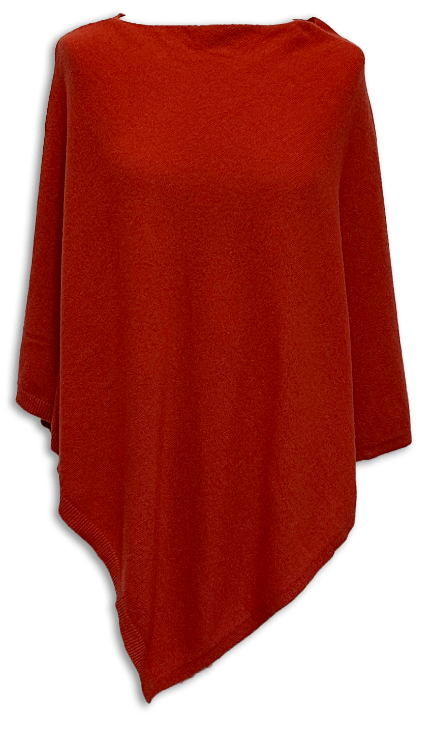 Poncho i 10% Cashmere - Orange Uldplaiden.dk