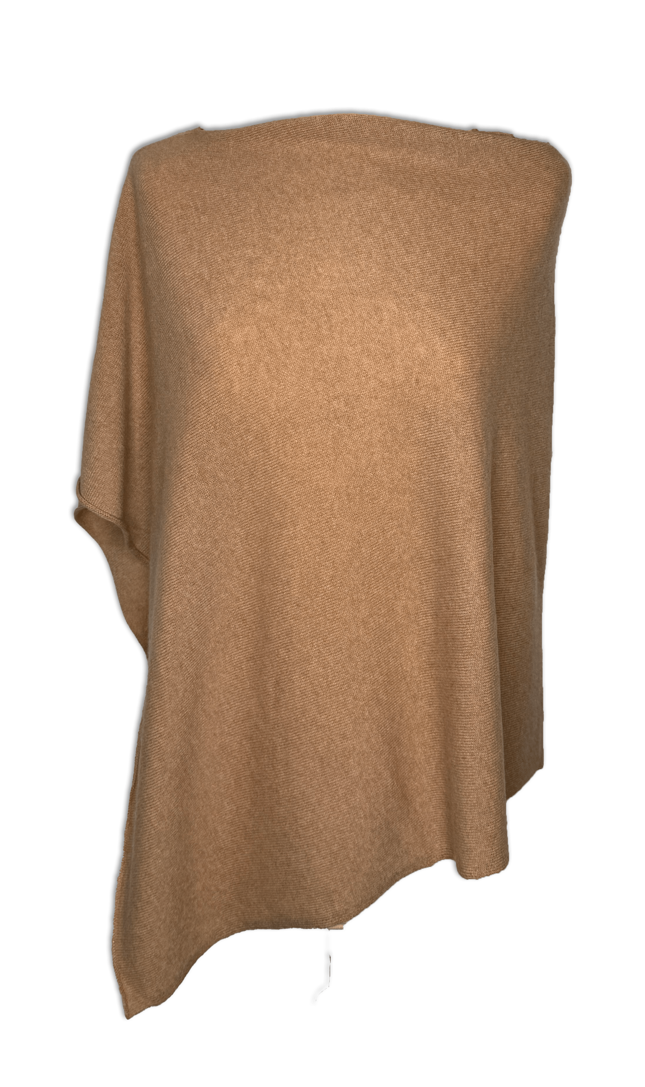 Poncho i 100% cashmere - Camel Uldplaiden.dk