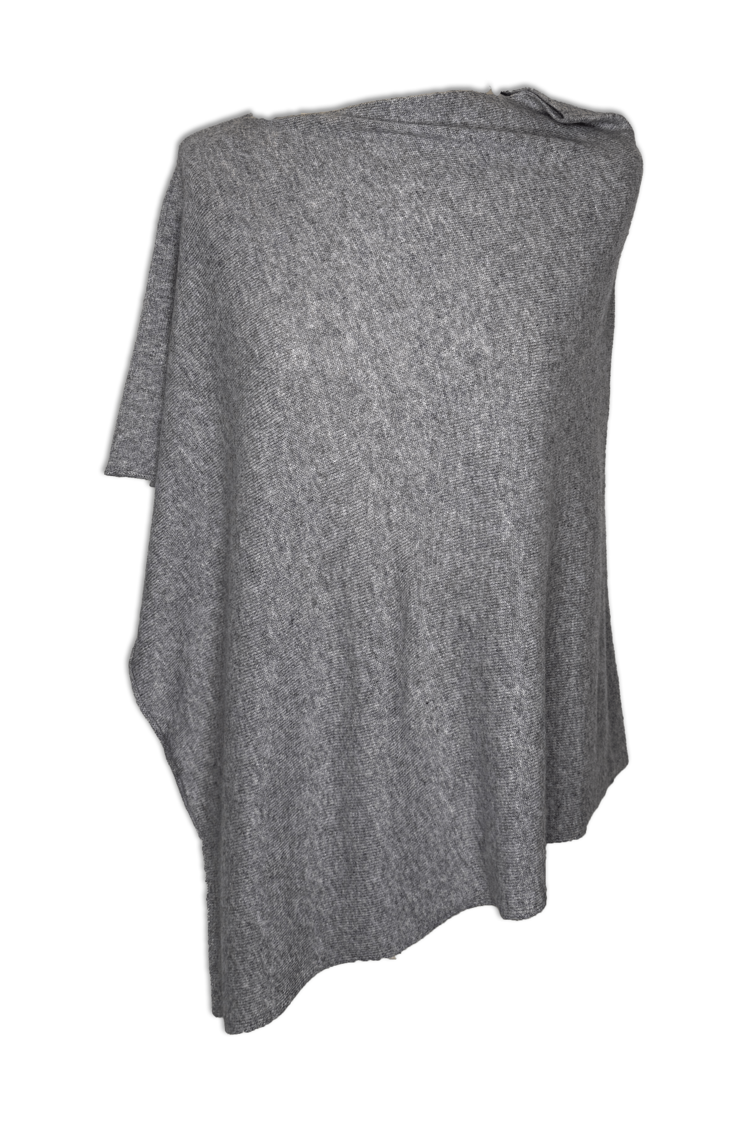 Poncho i 100% cashmere - Grå Uldplaiden.dk