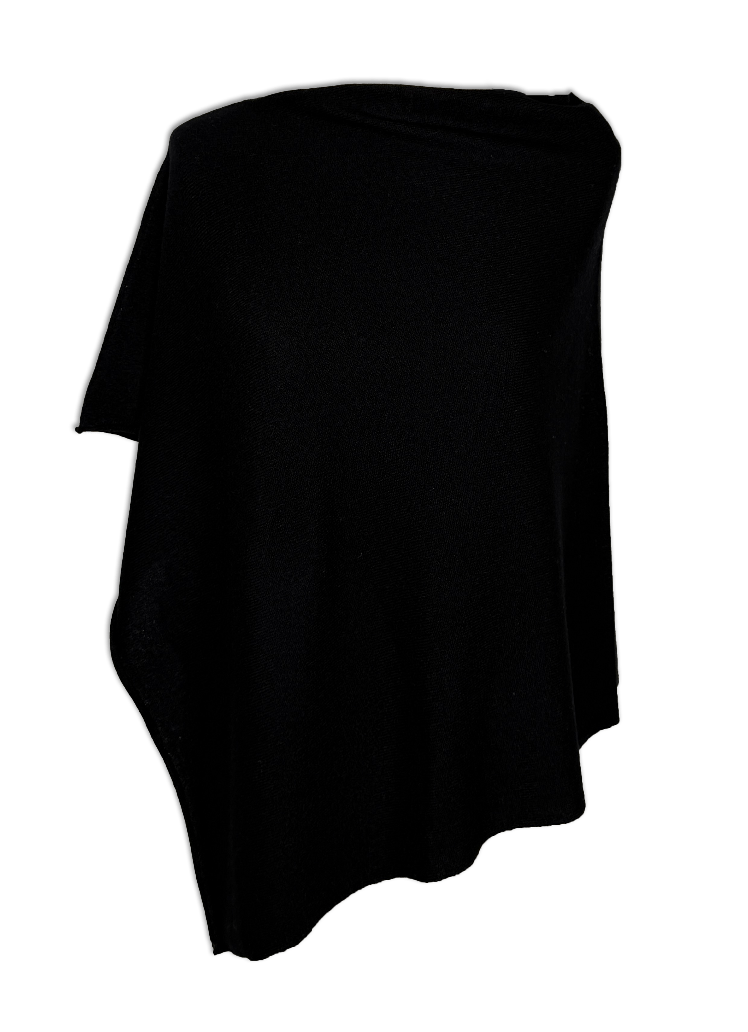 Poncho i 100% cashmere - Sort Uldplaiden.dk