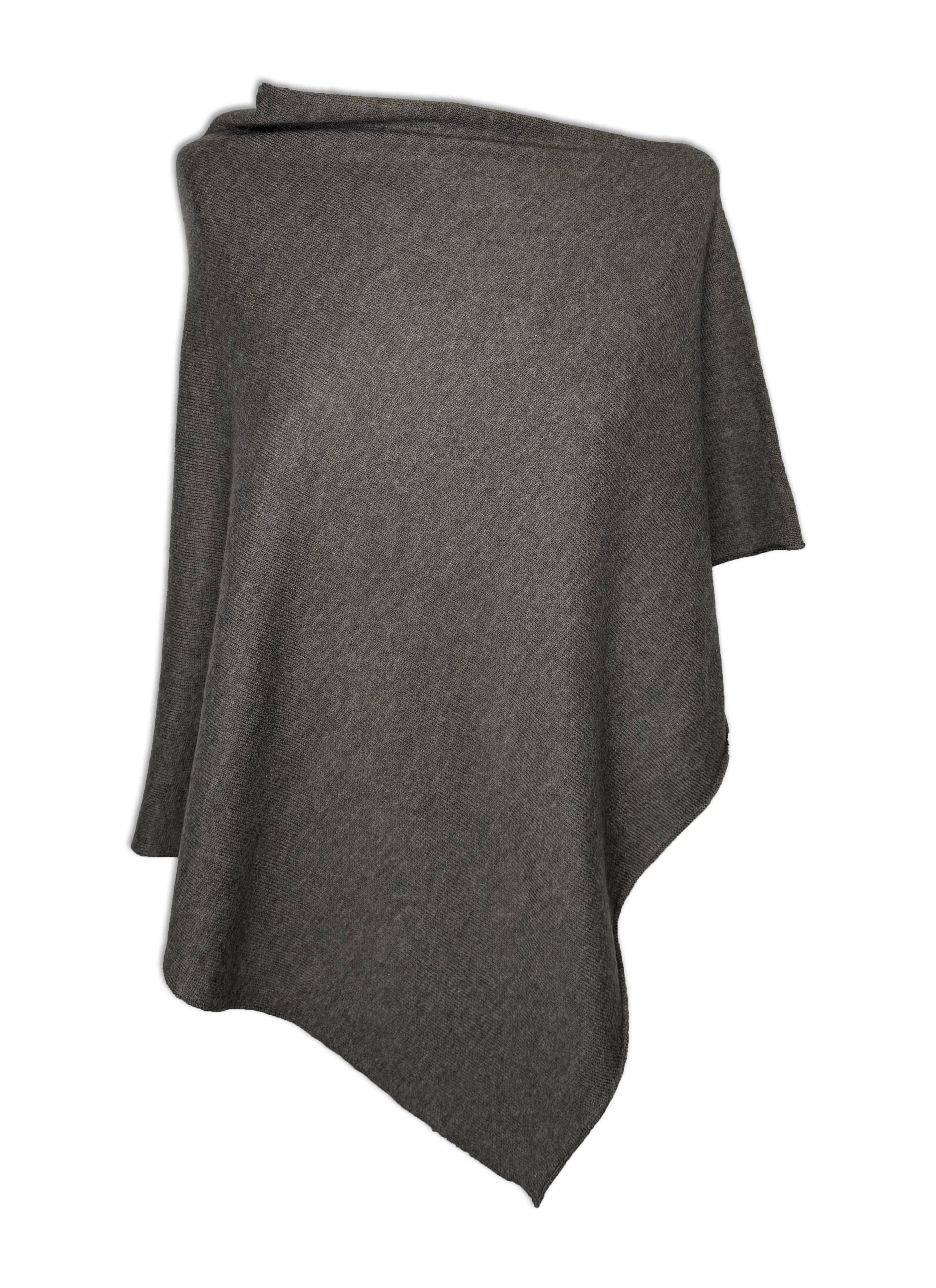 Poncho i 100% merinould - Mud brun Uldplaiden.dk