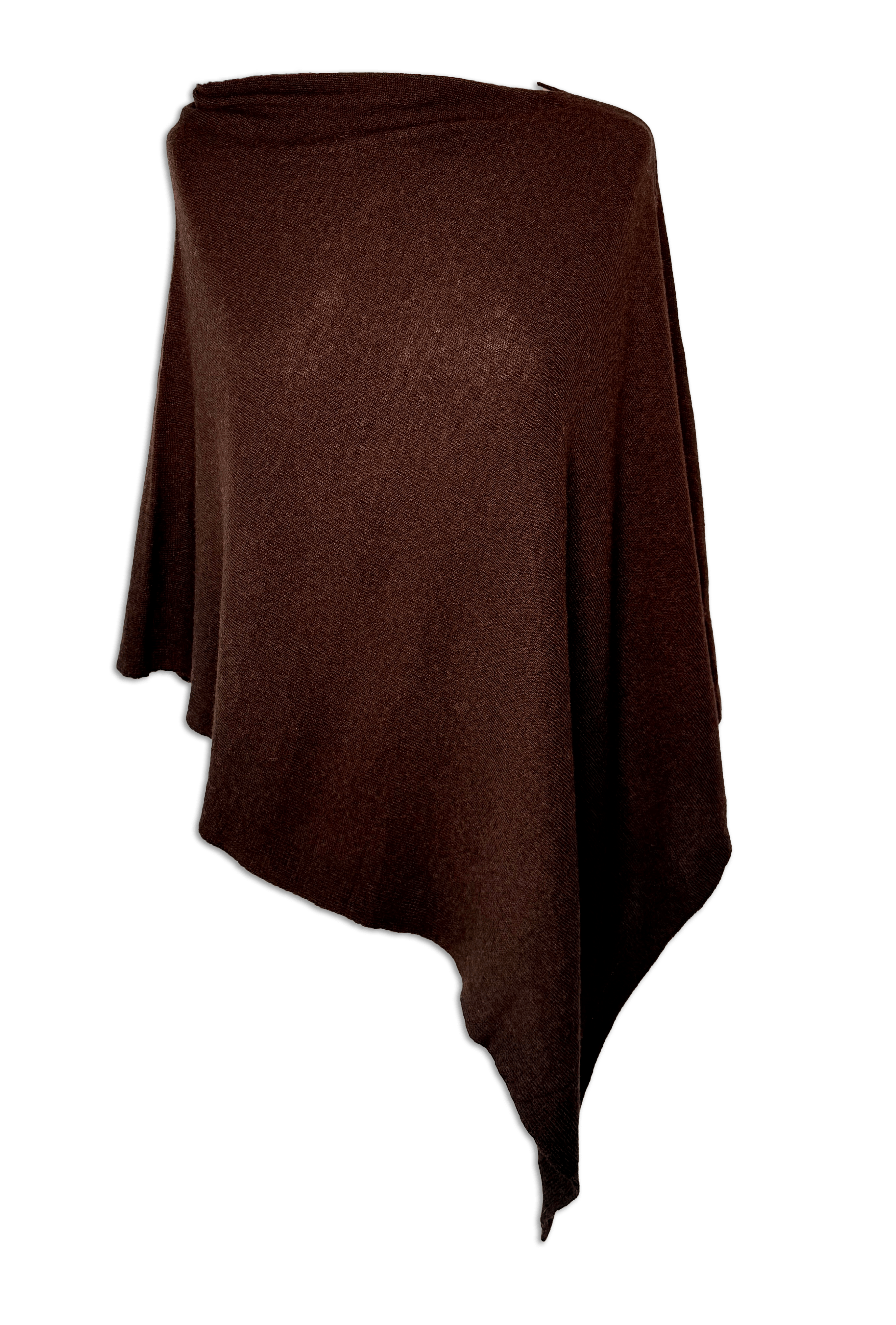 Poncho i 5% cashmere - Brun Uldplaiden.dk