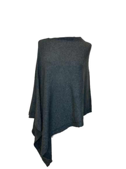 Poncho i 5% cashmere - grå Uldplaiden.dk