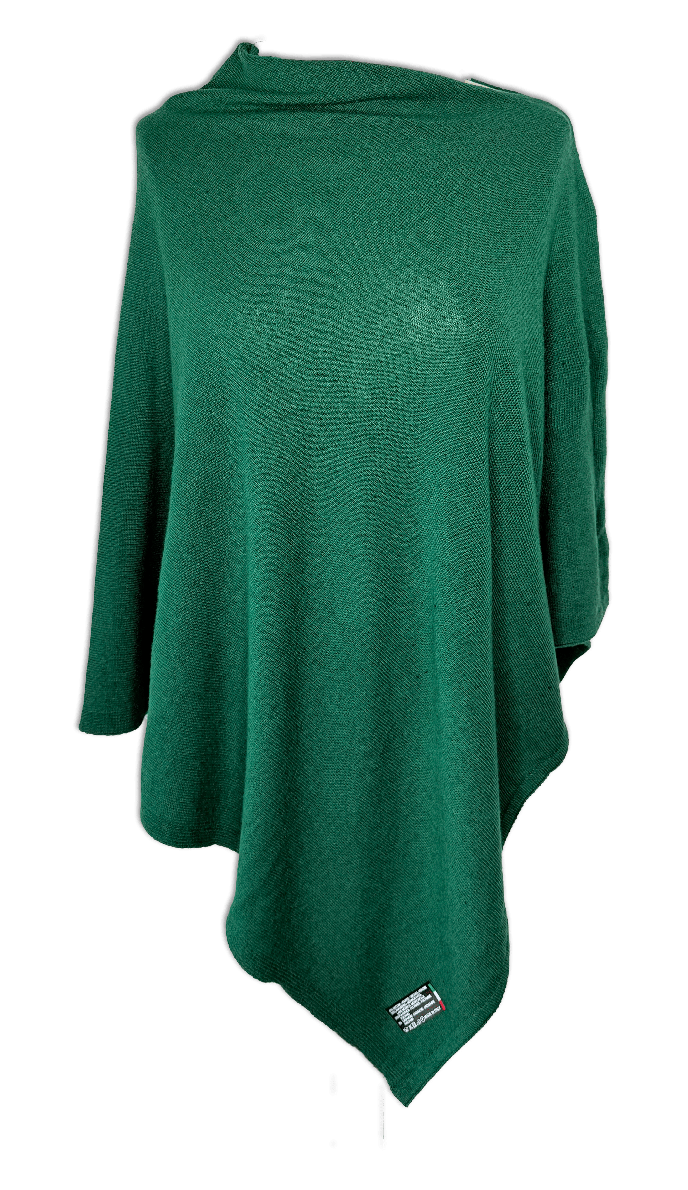 Poncho i 5% cashmere - Grøn Uldplaiden.dk