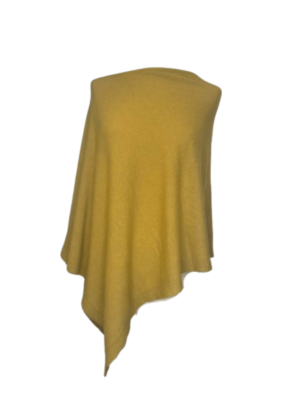 Poncho i 5% cashmere - gul Uldplaiden.dk