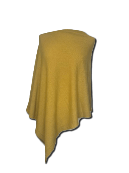 Poncho i 5% cashmere - gul Uldplaiden.dk