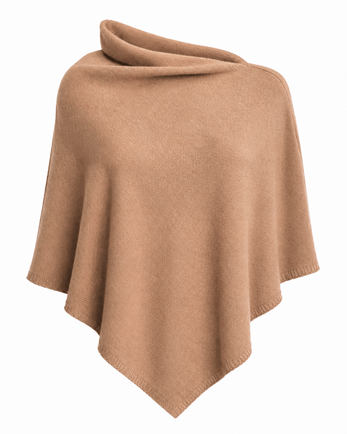 Poncho i 5% cashmere - Lys brun One size Uldplaiden.dk