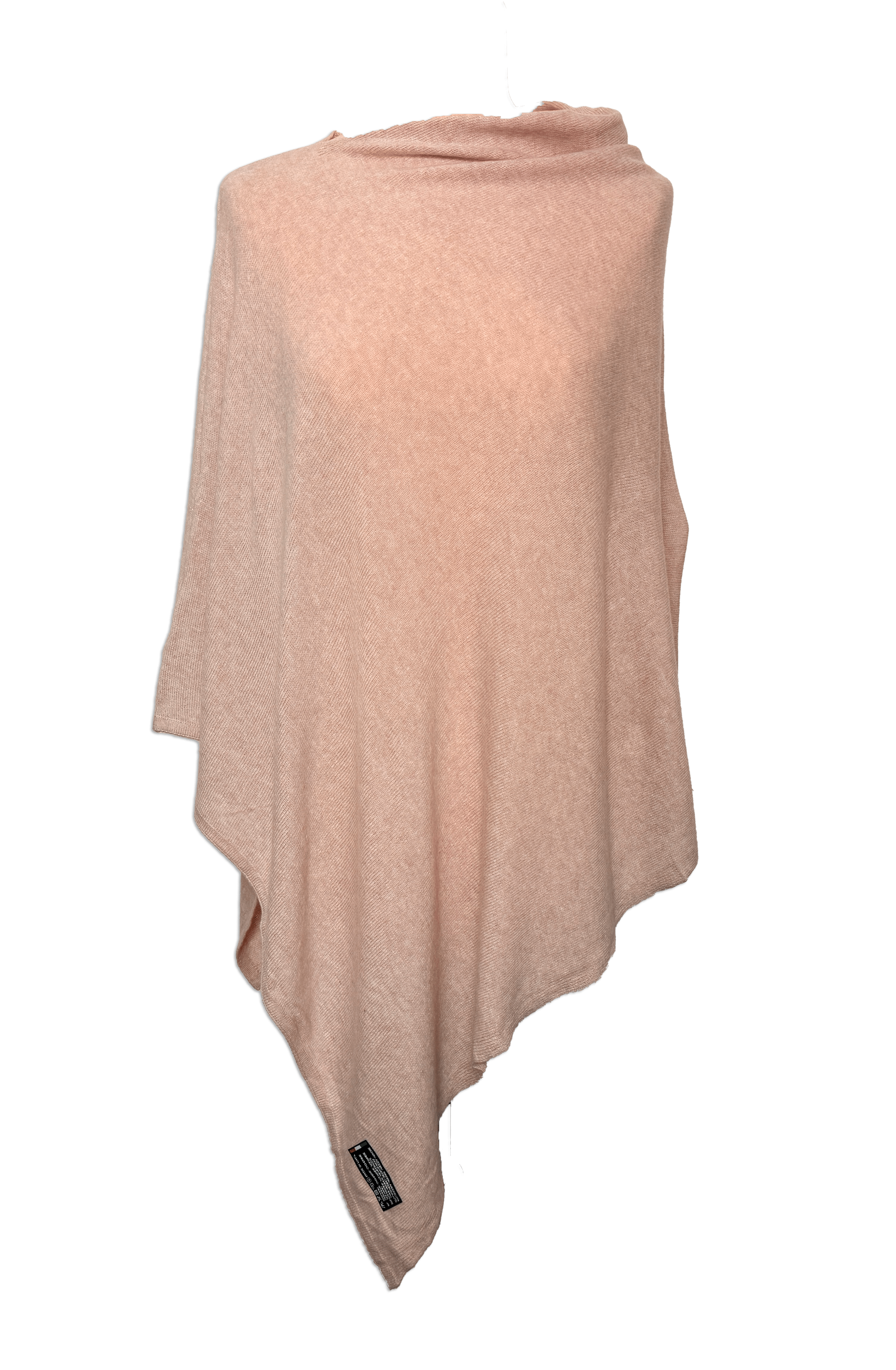 Poncho i 5% cashmere - Lys rosa Uldplaiden.dk