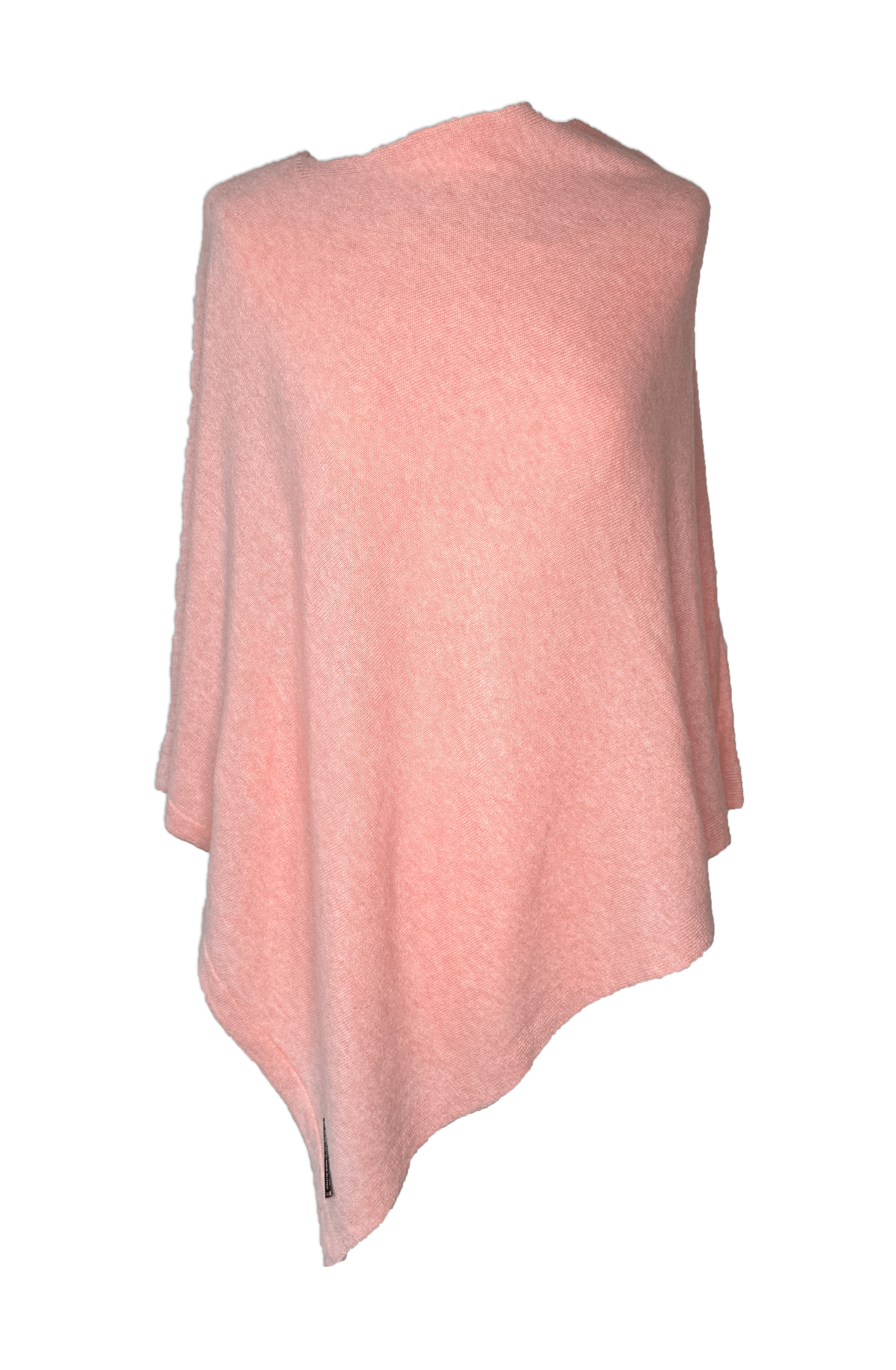 Poncho i 5% cashmere - Lys rosa Uldplaiden.dk