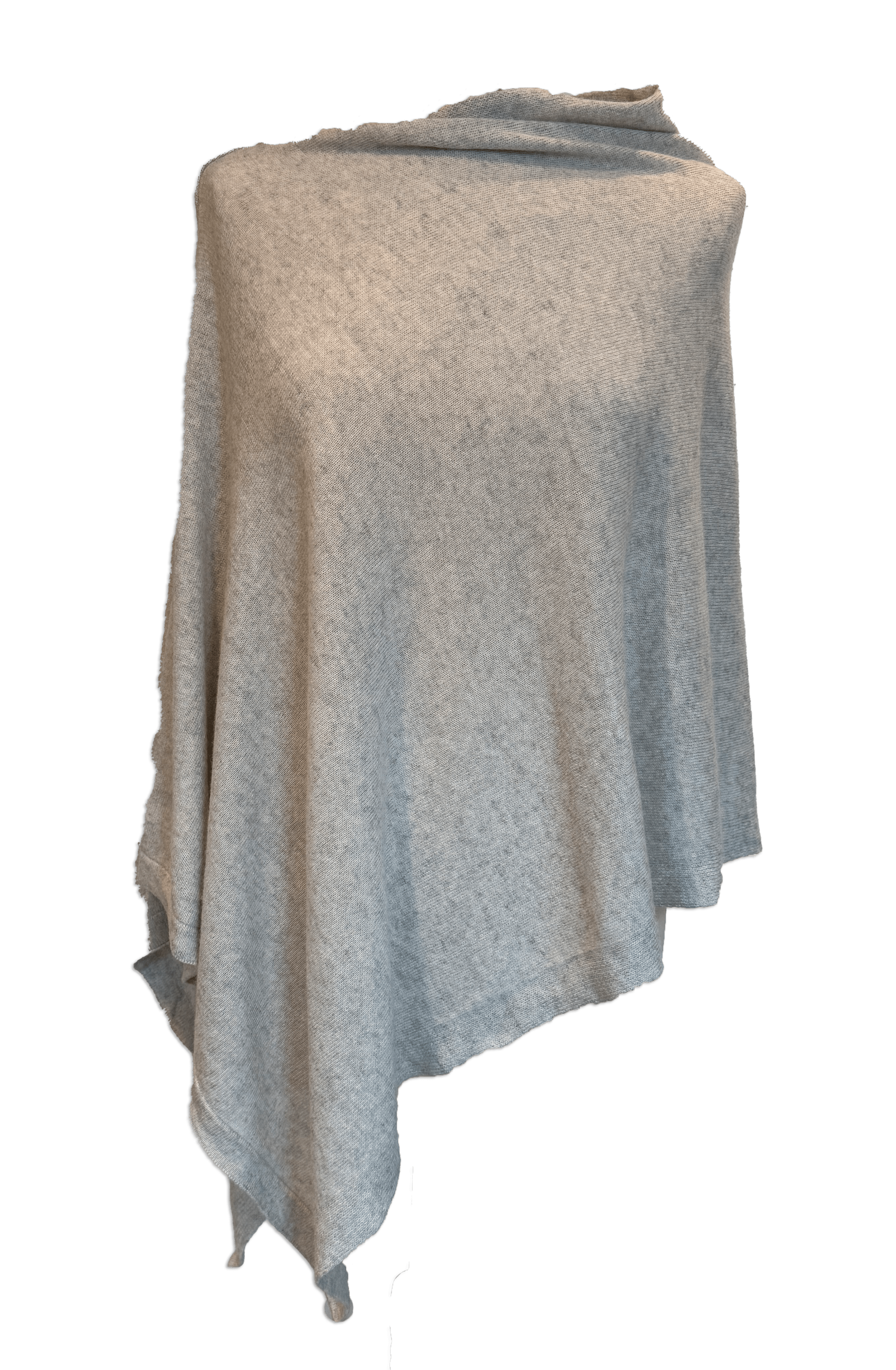 Poncho i 5% cashmere - Lysegrå Uldplaiden.dk