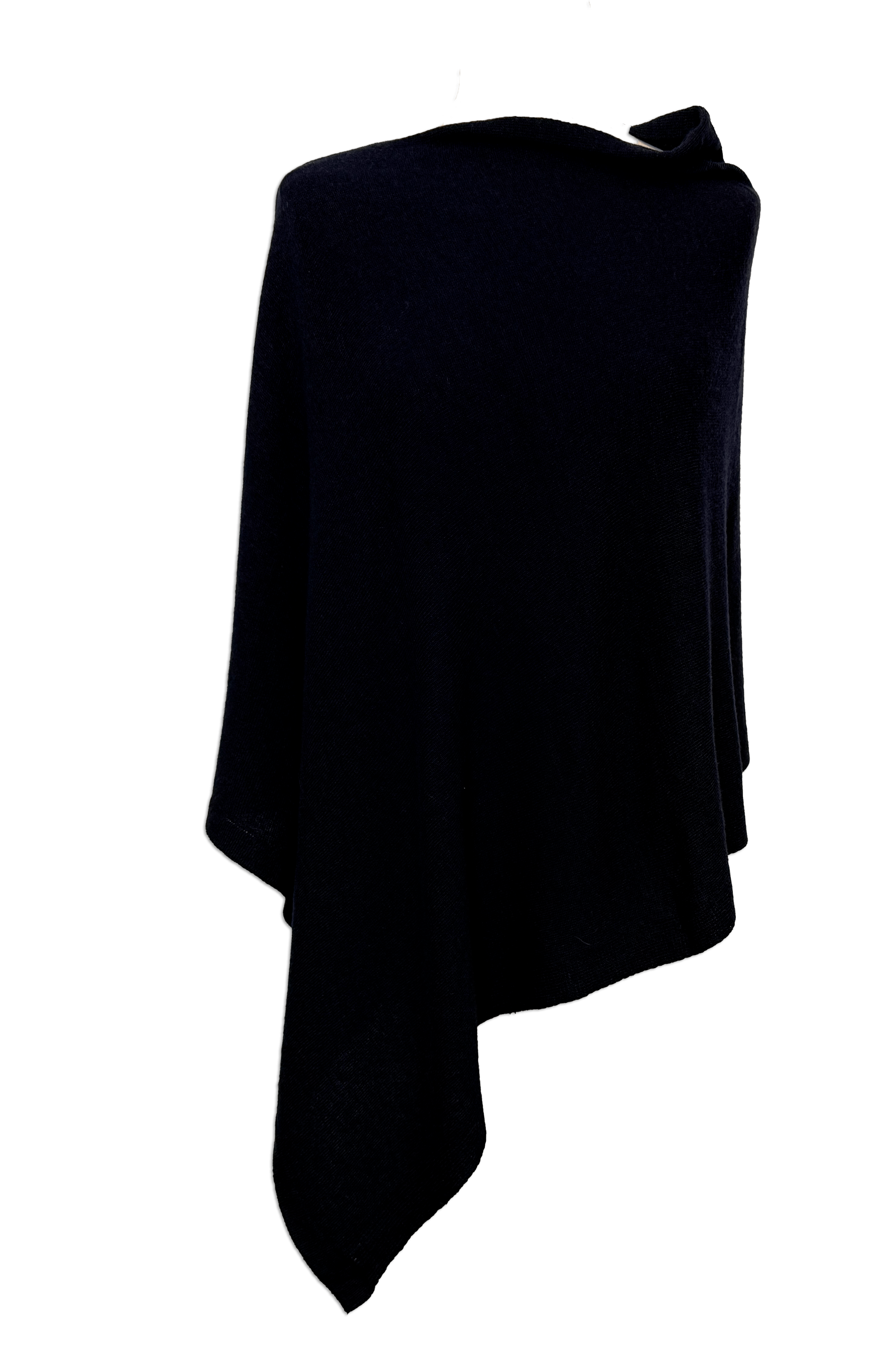 Poncho i 5% cashmere - Mørkeblå Uldplaiden.dk