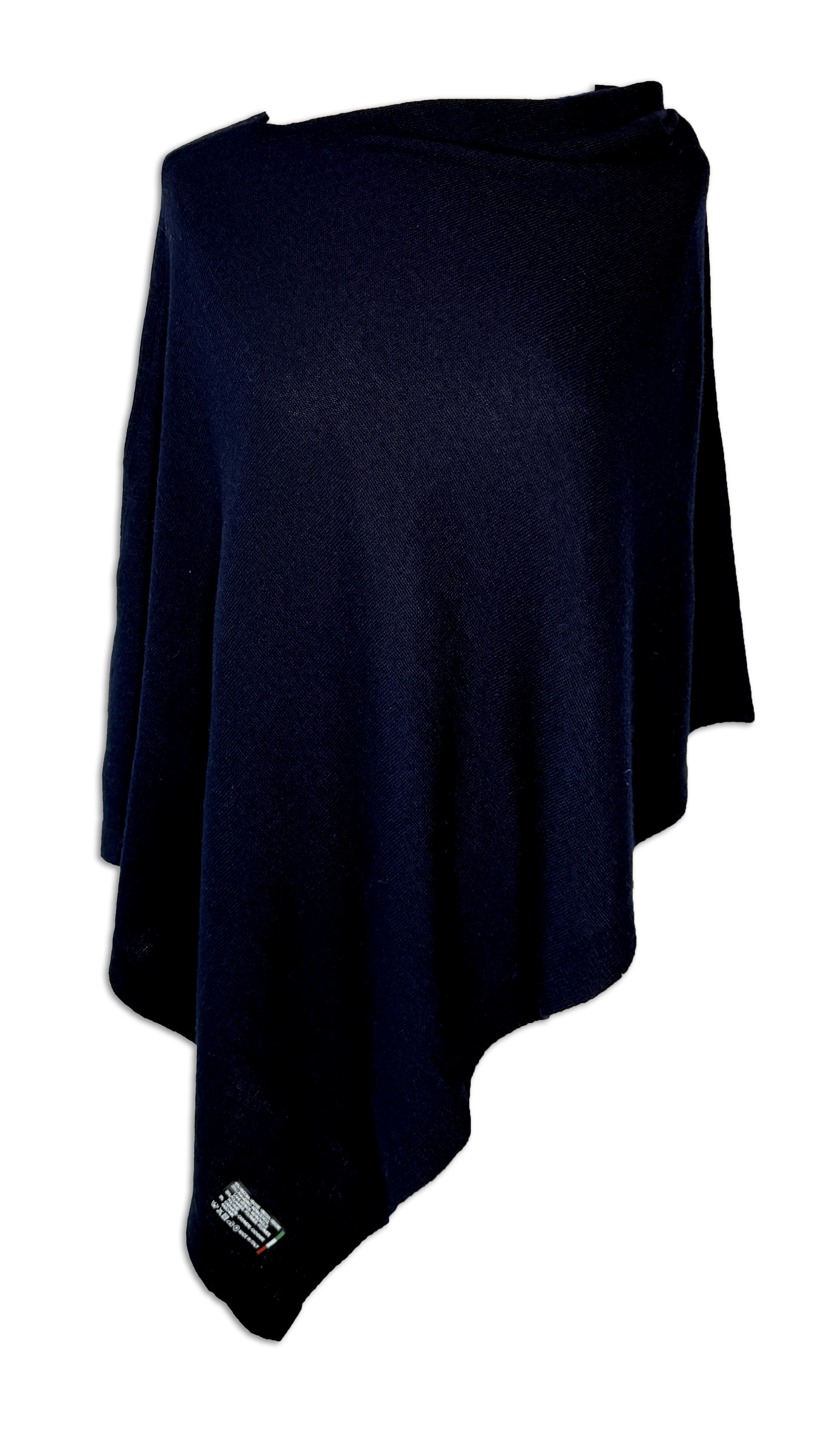 Poncho i 5% cashmere - Mørkeblå Uldplaiden.dk