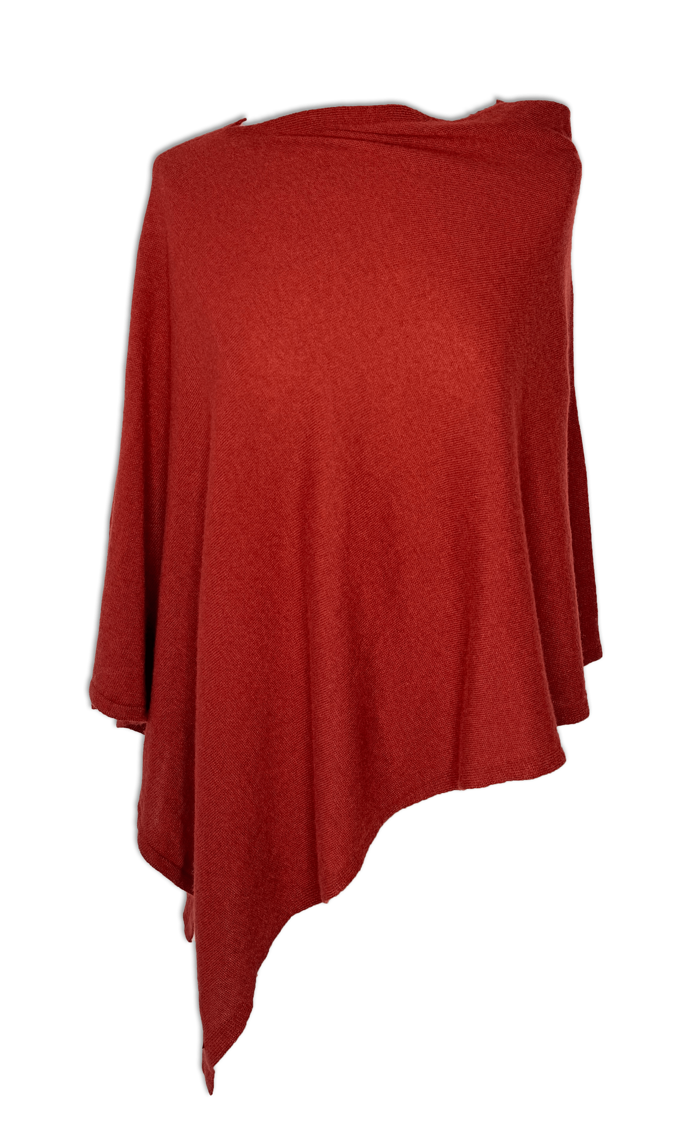 Poncho i 5% cashmere - Rust rød Uldplaiden.dk