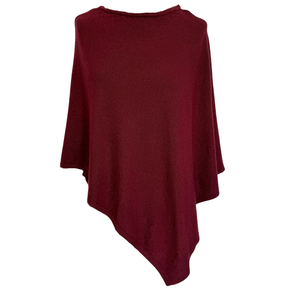 Poncho i 5% cashmere - vinrød Uldplaiden.dk