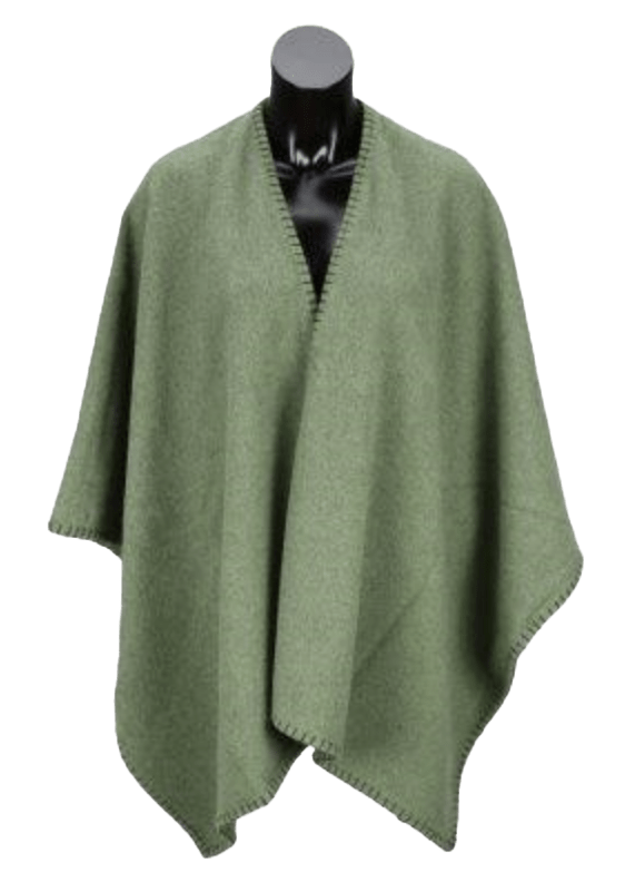 Poncho i 100% merinould - Grøn Poncho Uldplaiden.dk