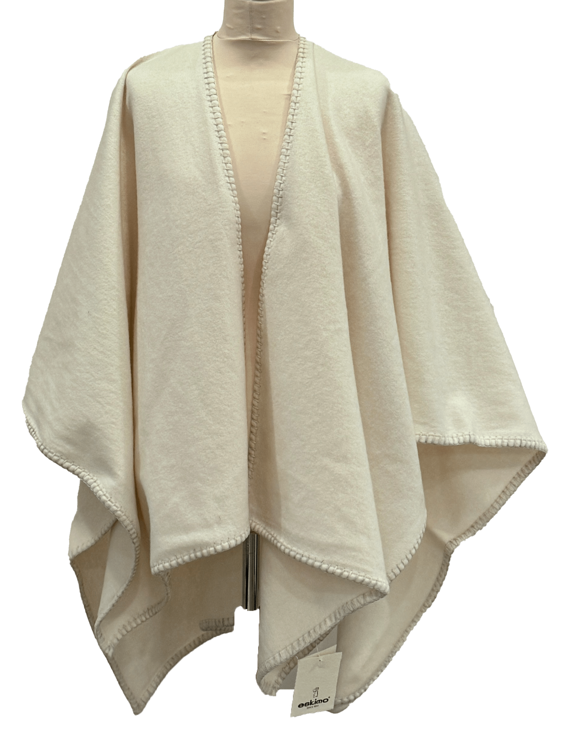 Poncho i 100% merinould - Off white Poncho Uldplaiden.dk