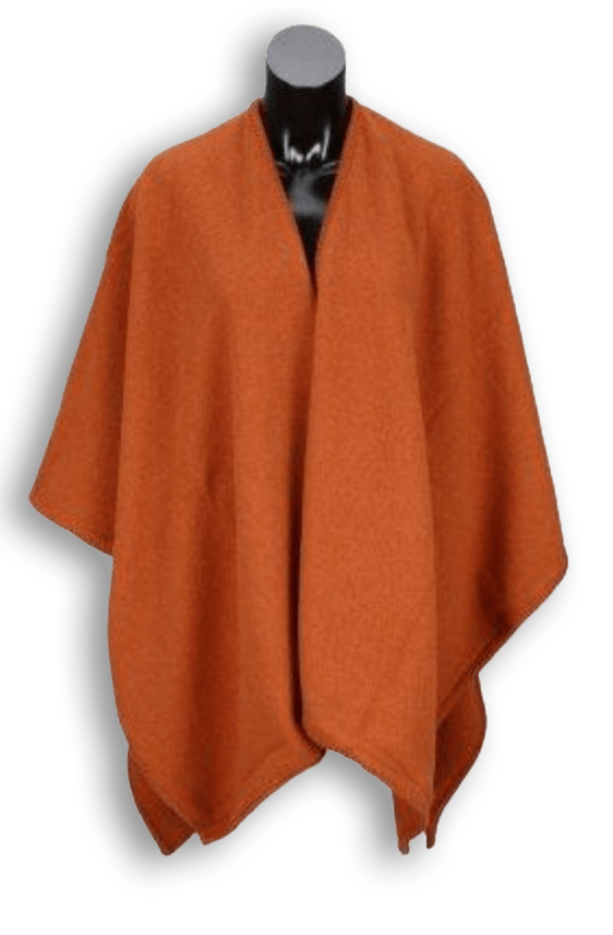 Poncho i 100% merinould - Orange Poncho Uldplaiden.dk