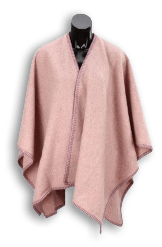 Poncho i 100% merinould - Rosa Poncho Uldplaiden.dk