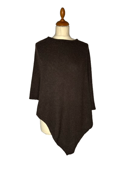 Poncho i 5% cashmere - Brun (80x100cm) Poncho Uldplaiden.dk