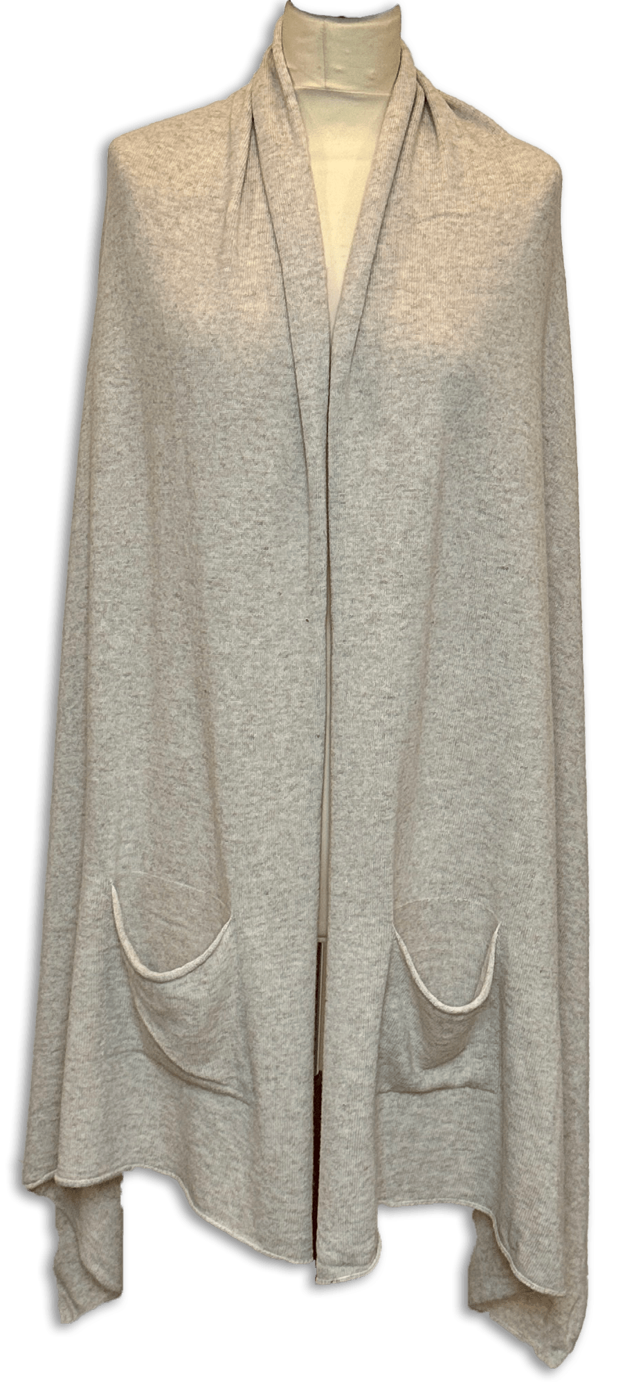 Sjal i 10% cashmere m. lommer - Beige Uldplaiden.dk