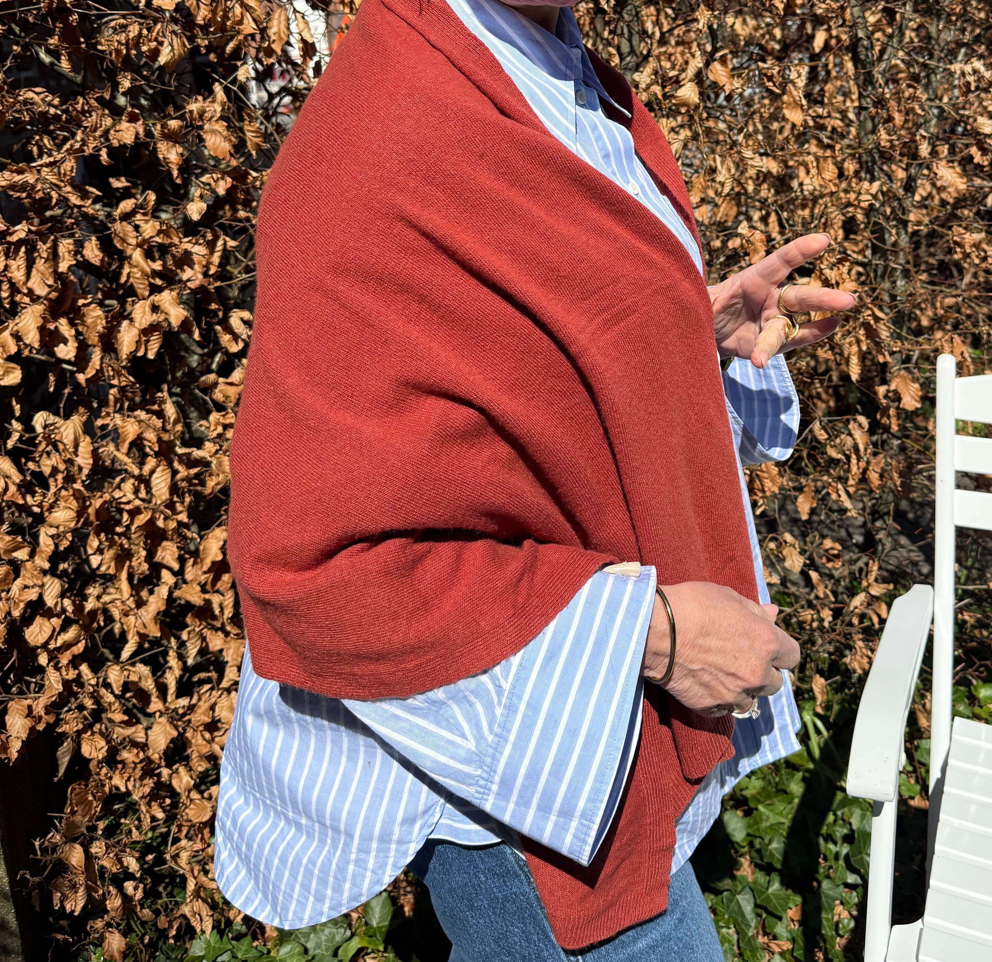 Sjal i 5% cashmere - Brændt orange Uldplaiden.dk