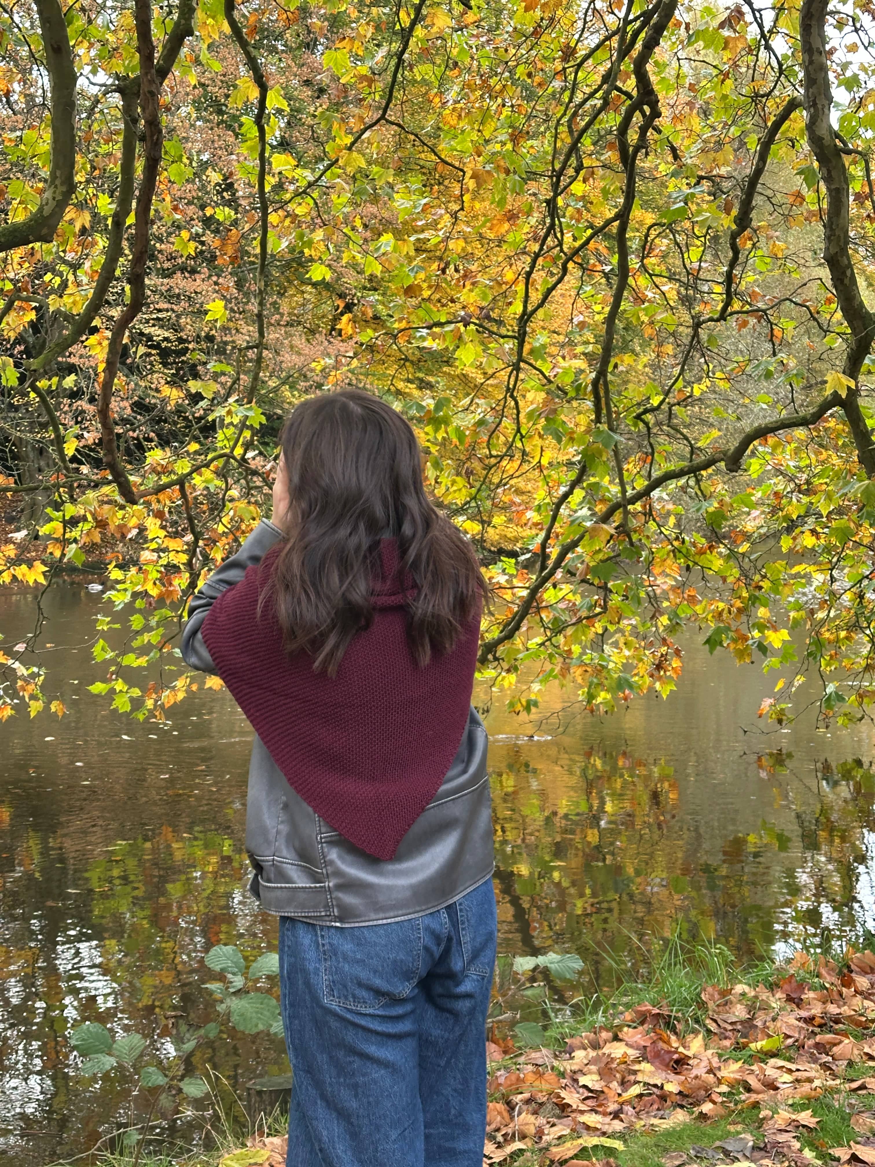Trekant sjal - bordeaux Uldplaiden.dk