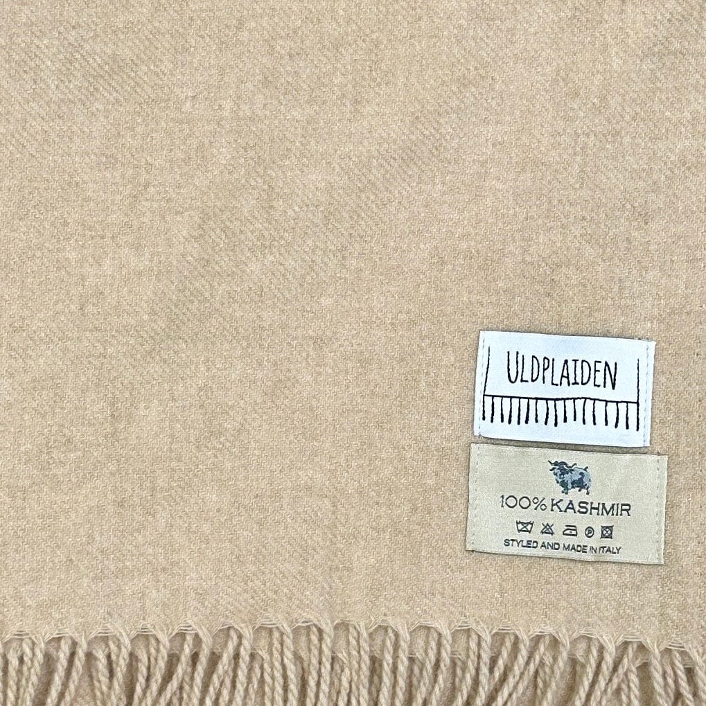 Uldplaid i 100% Kashmir - Lys Beige Uldplaid Uldplaiden.dk