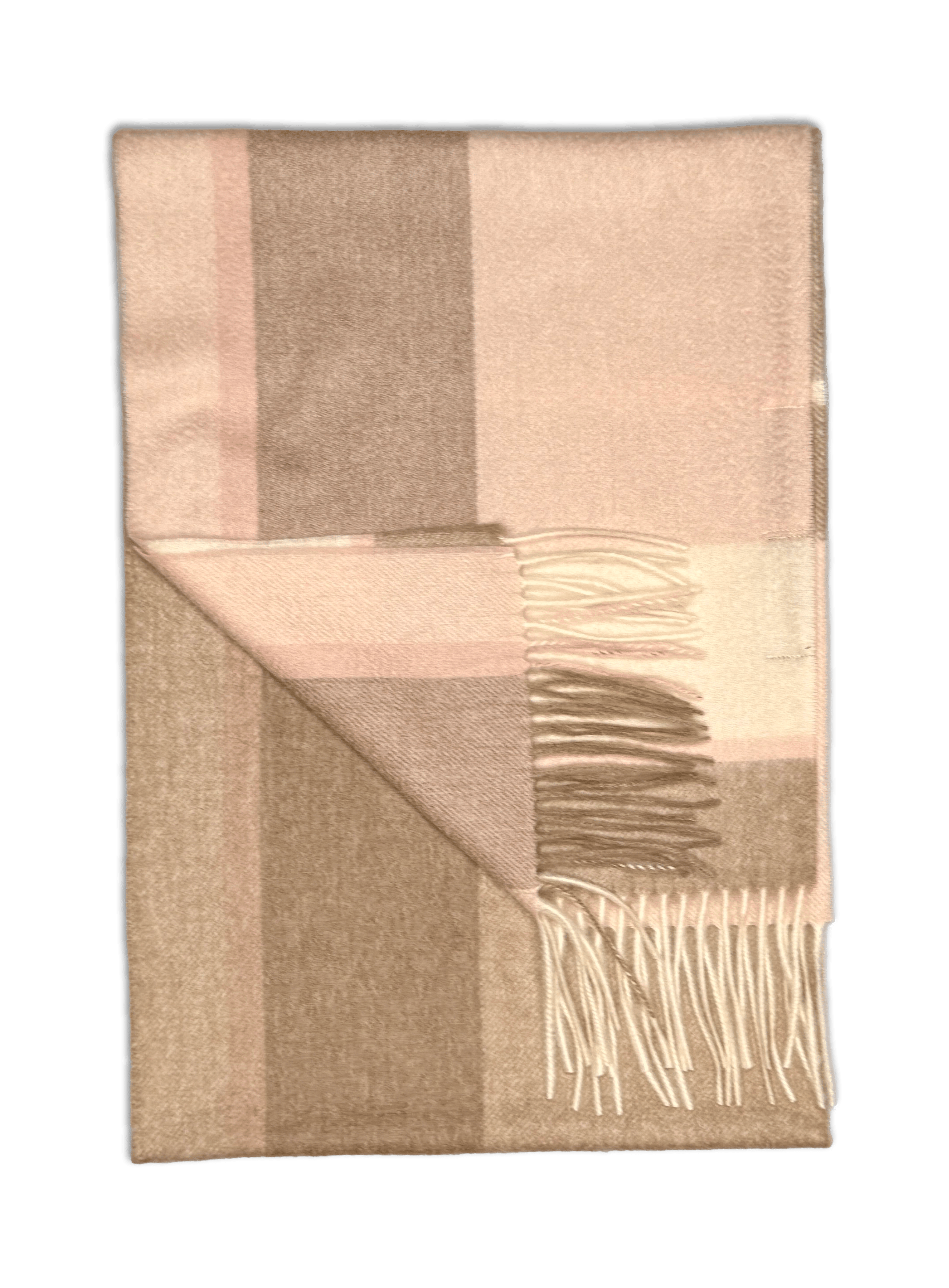 Halstørklæde i 100% Cashmere Rosa/Beige ternet 30x180 cm Halstørklæde Uldplaiden