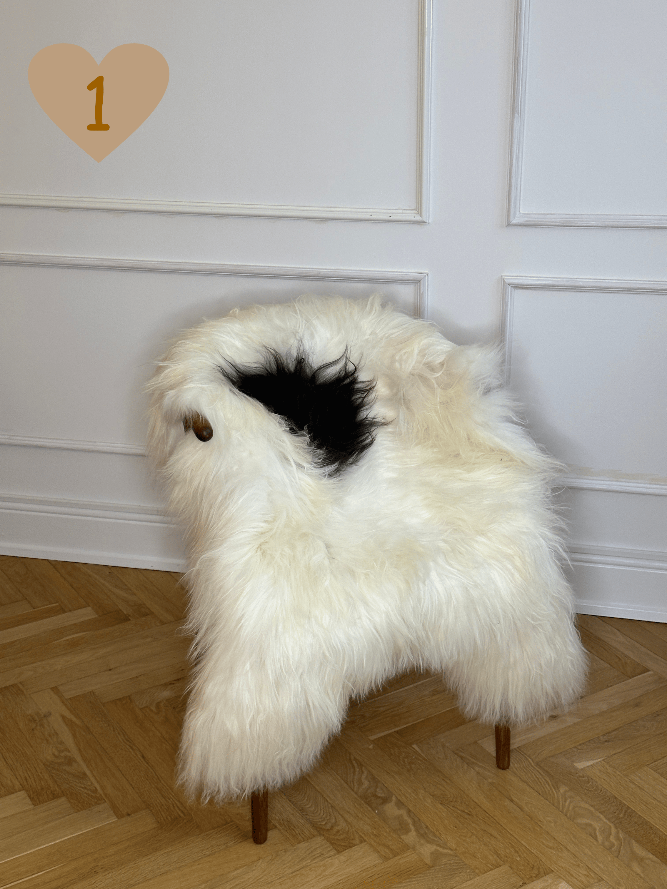 Langhåret lammeskind - sort/hvid Lammeskind Uldplaiden