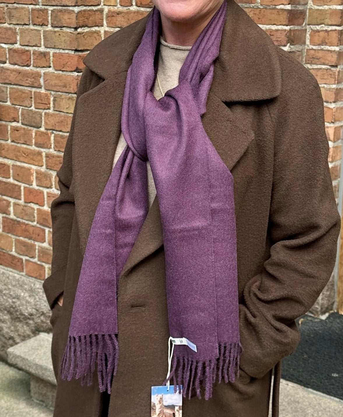Halstørklæde i 100% baby alpaca uld - aubergine Tørklæder og sjaler Uldplaiden