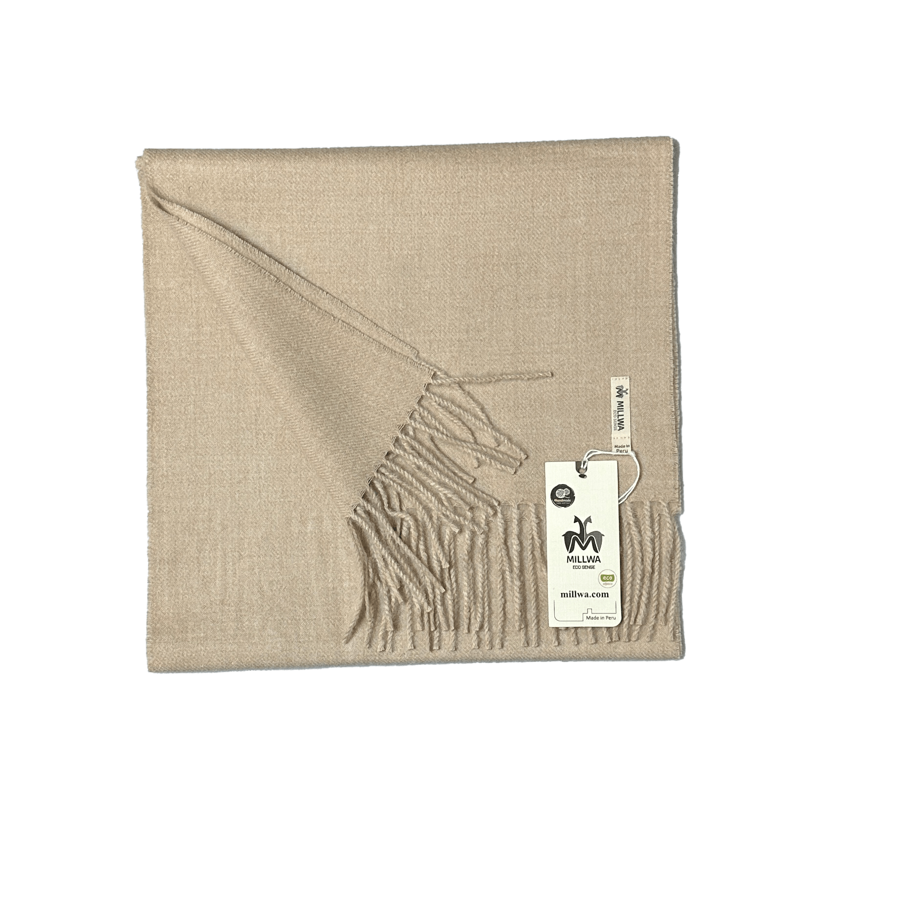Halstørklæde i 100% baby alpaca uld - Beige