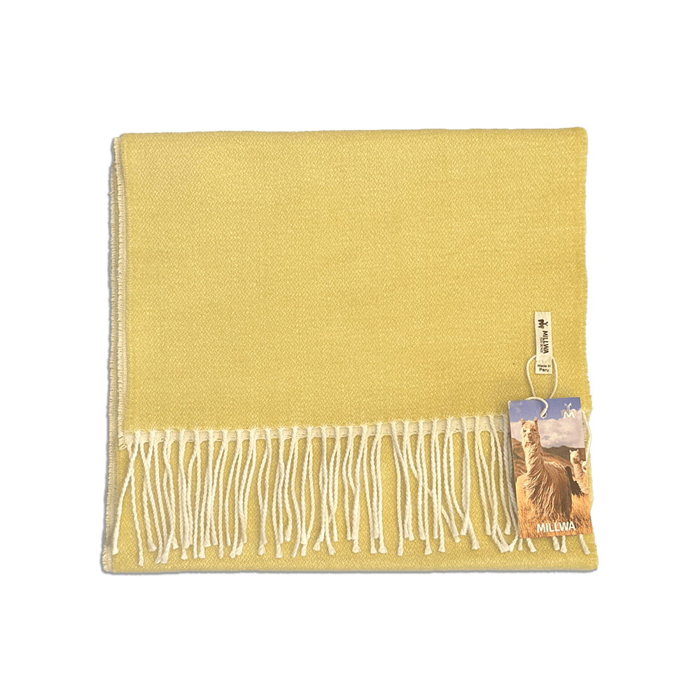 Halstørklæde i 100% baby alpaca uld - gul/off white Tørklæder og sjaler Uldplaiden