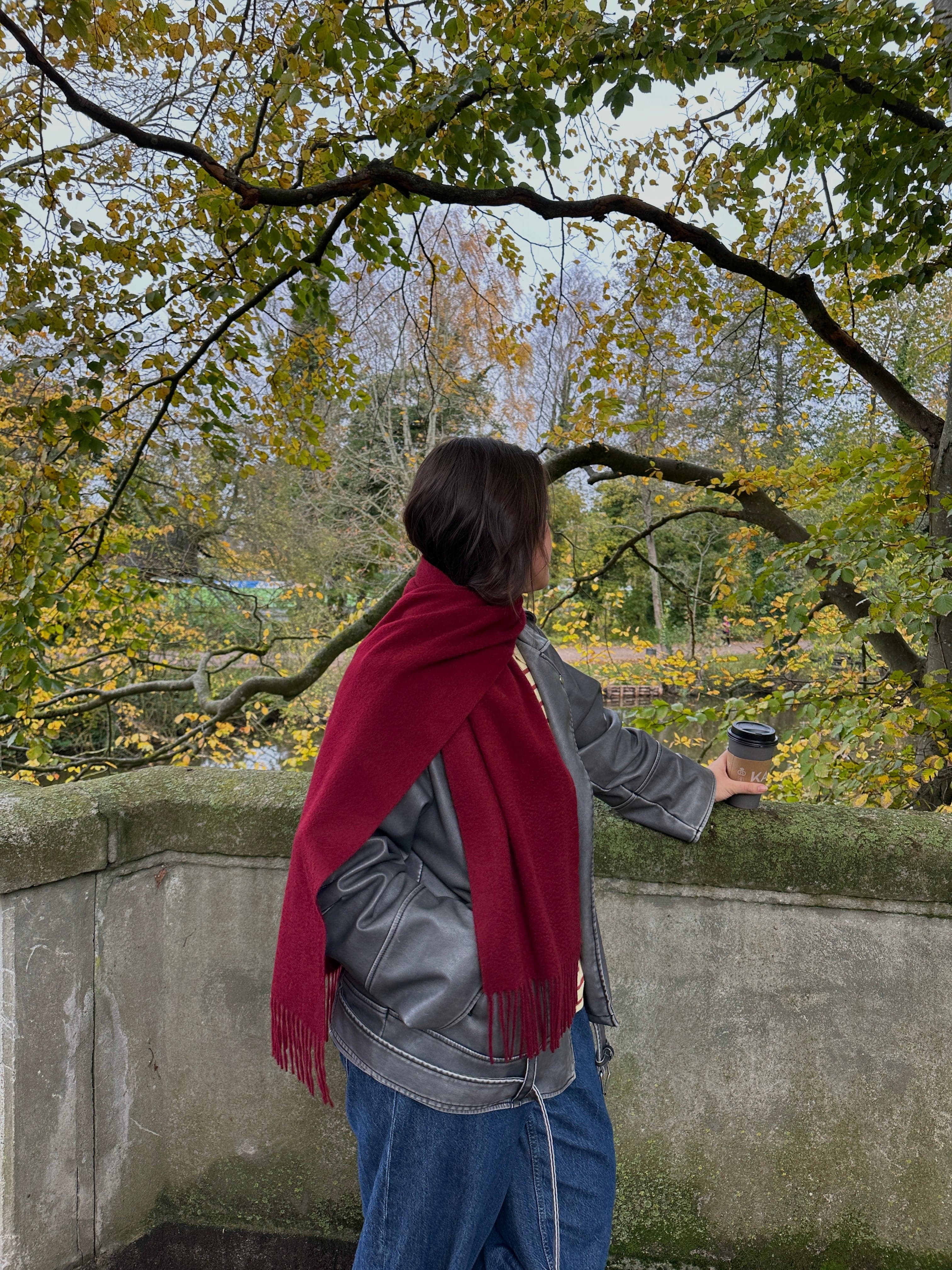 Halstørklæde i 100% Cashmere - Bordeaux (30 x 180 cm) Tørklæder og sjaler Uldplaiden