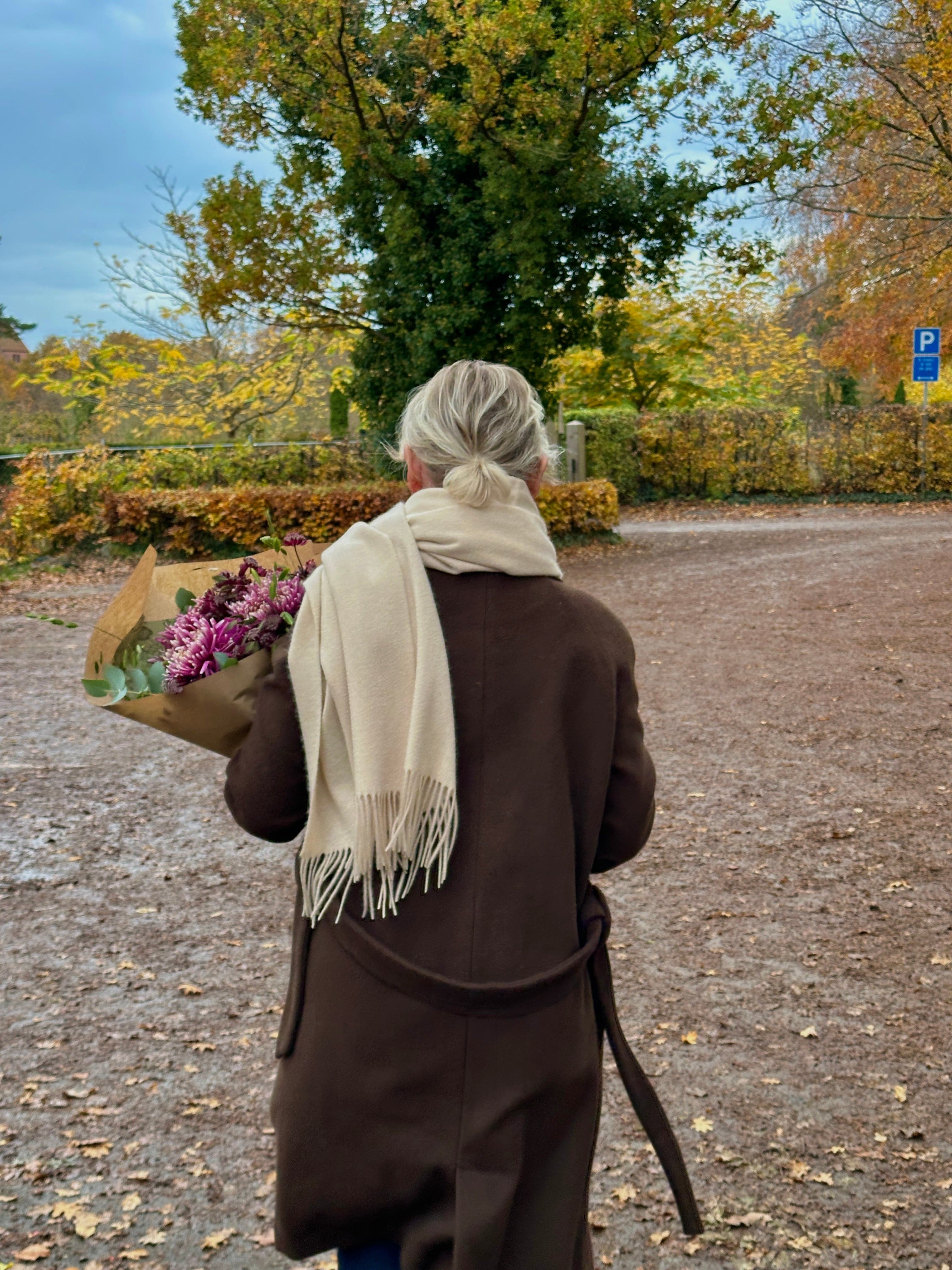 Sjal i 100% Cashmere - Creme Tørklæder og sjaler Uldplaiden